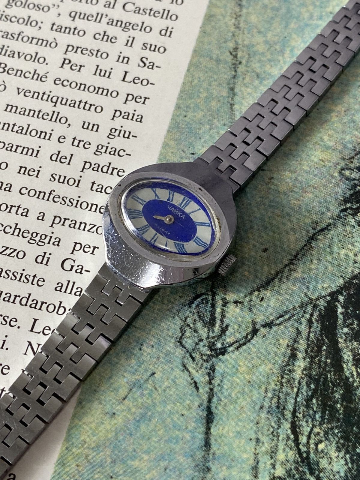 Jewelry Vintage USSR Chaika 17 Jewels Mechanical Watch Blue Dial Size ONE SIZE - 3 Thumbnail