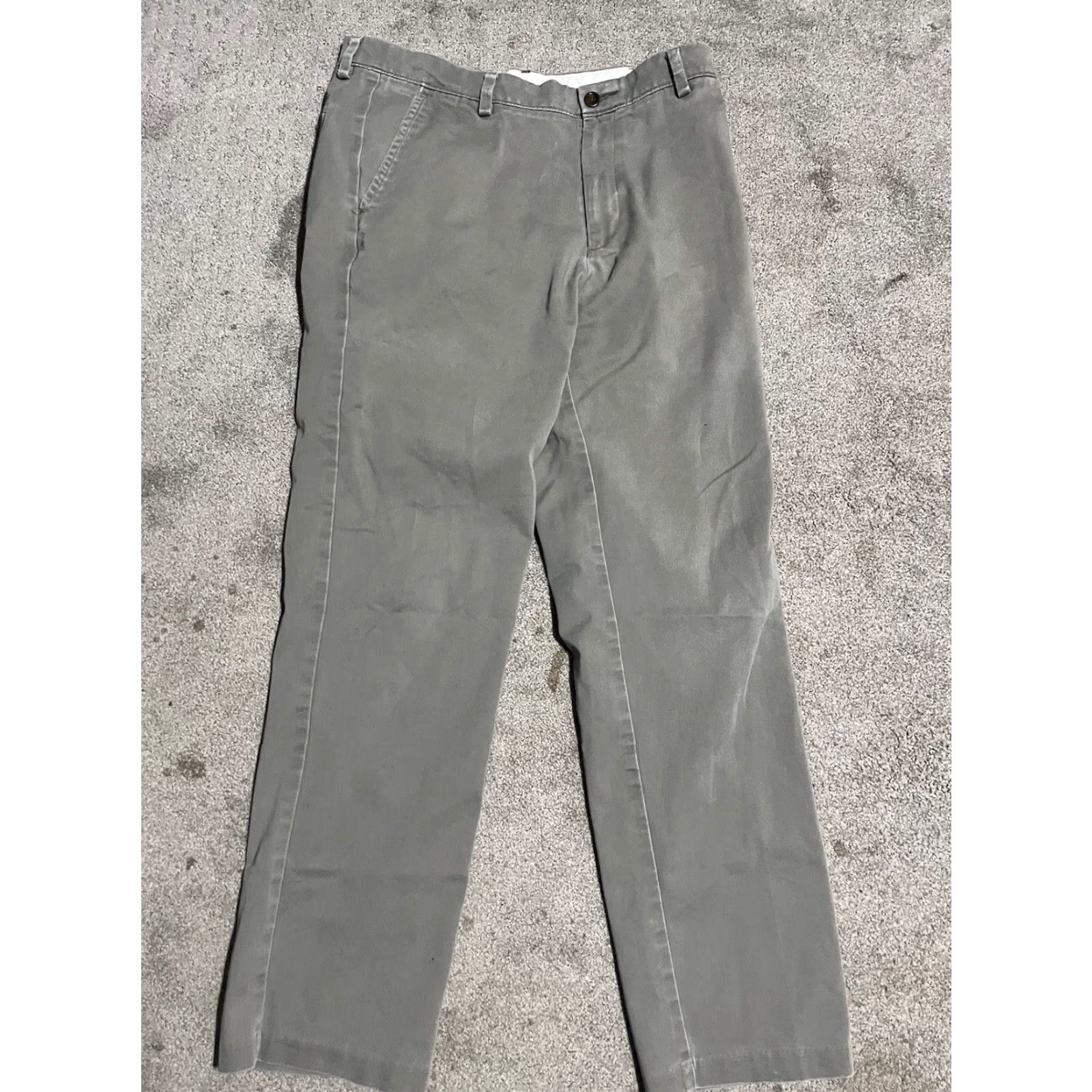Dockers DOCKERS Pants Flat Front Straight Fit Mens 34x34 Gray Chino - Regular 34in Inseam, 34 Waist, Cotton, Belt Loops, Button, Vintage: No, Denim? (Wait) Size US 34 / EU 50 - 2 Thumbnail