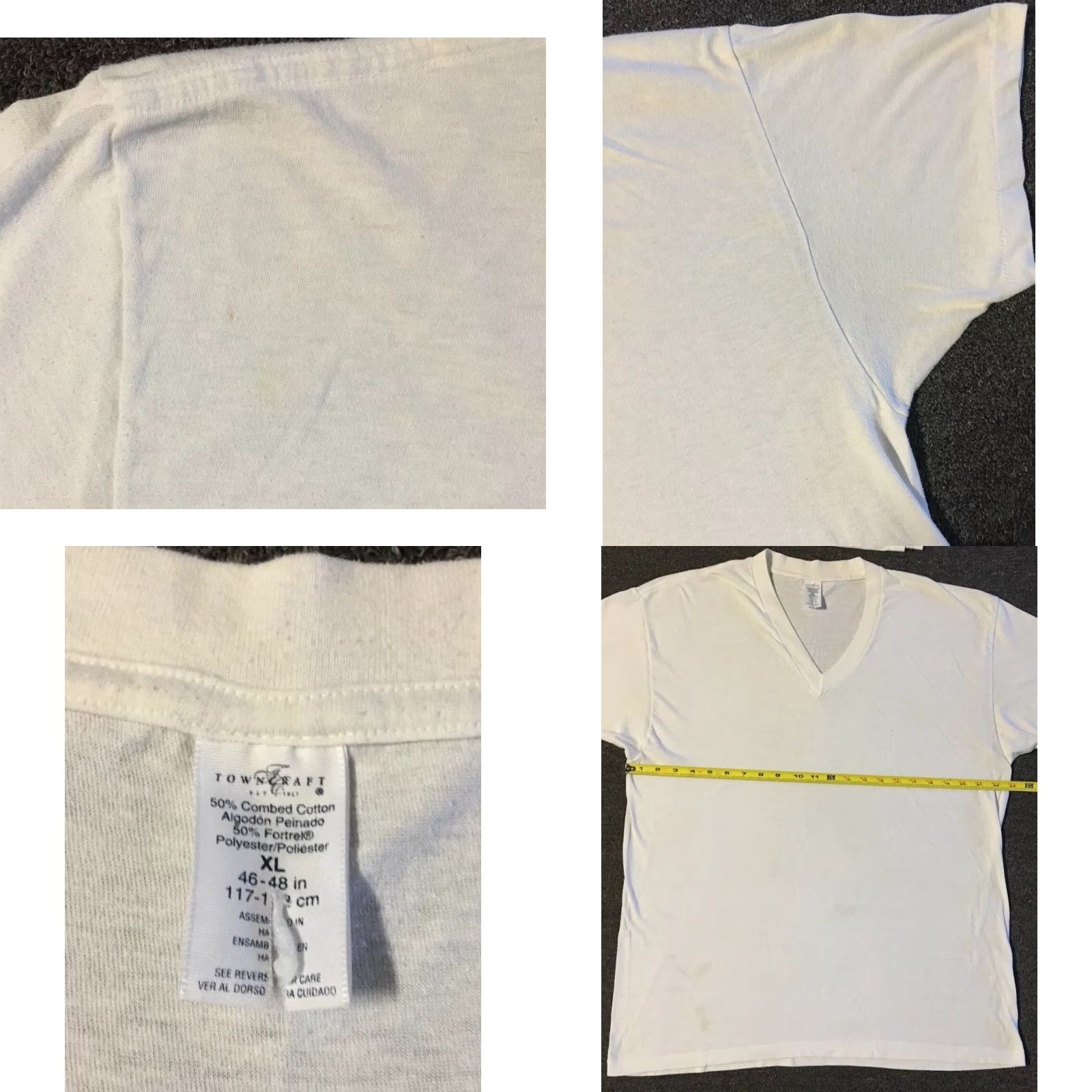 Vintage VINTAGE Towncraft T-Shirt XL White V-Neck 90s 80s Grunge Punk Skate Biker Retro Rock USA Mens Size US XL / EU 56 / 4 - 10 Thumbnail