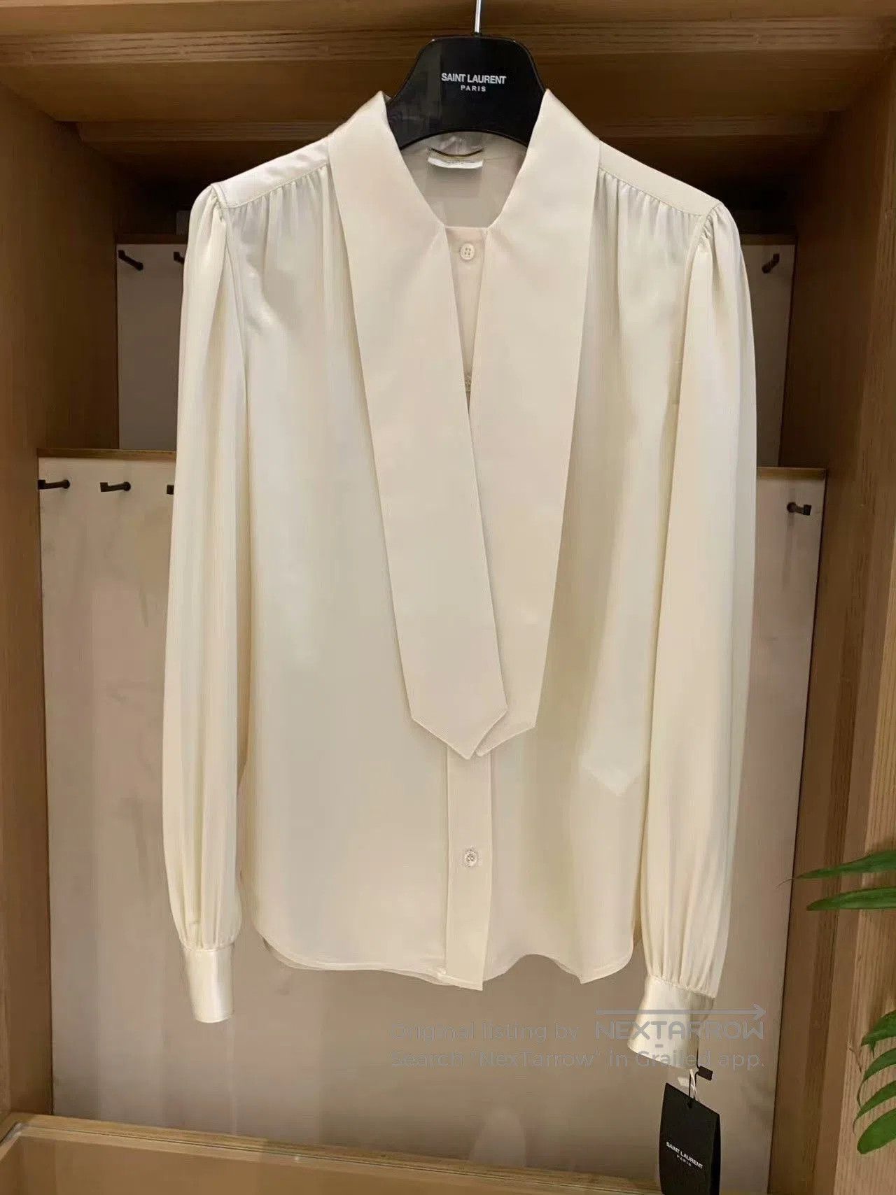 Saint Laurent Paris Saint Laurent Cream Silk Long. Size S / US 4 / IT 40 - 1 Thumbnail