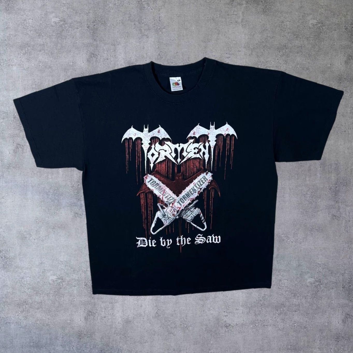 Fruit Of The Loom Torment “Die By The Saw” 20 Years Of Tormentation Thrash Metal Band T-Shirt XL Black Regular Cotton Graphic Print Front Back Men/Unisex Size US XL / EU 56 / 4 - 2 Thumbnail