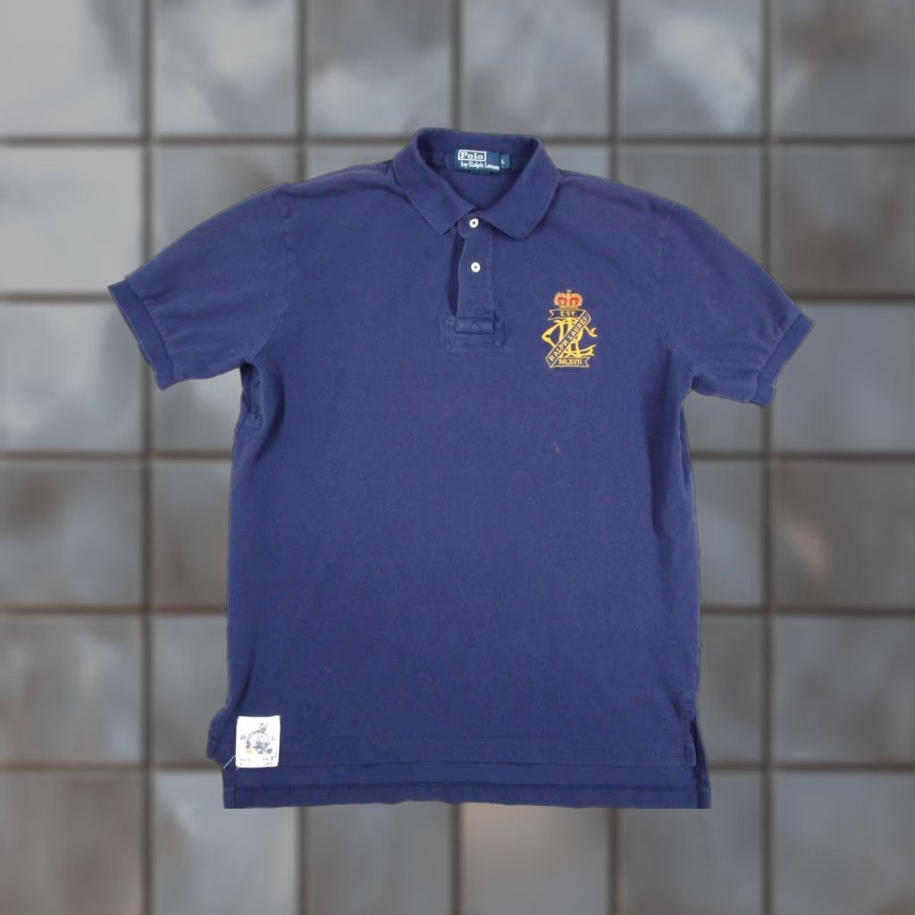 Polo Ralph Lauren VINTAGE Polo Ralph Lauren Polo Shirt Mens Large Blue Crown Crest Double Sided Size US L / EU 52-54 / 3 - 1 Thumbnail