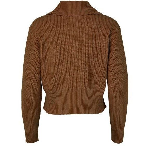 Max Mara MAX MARA Nadar Zip Neck Brown Wool Sweater New & Authentic ( Size L / US 10 / IT 46 - 2 Thumbnail