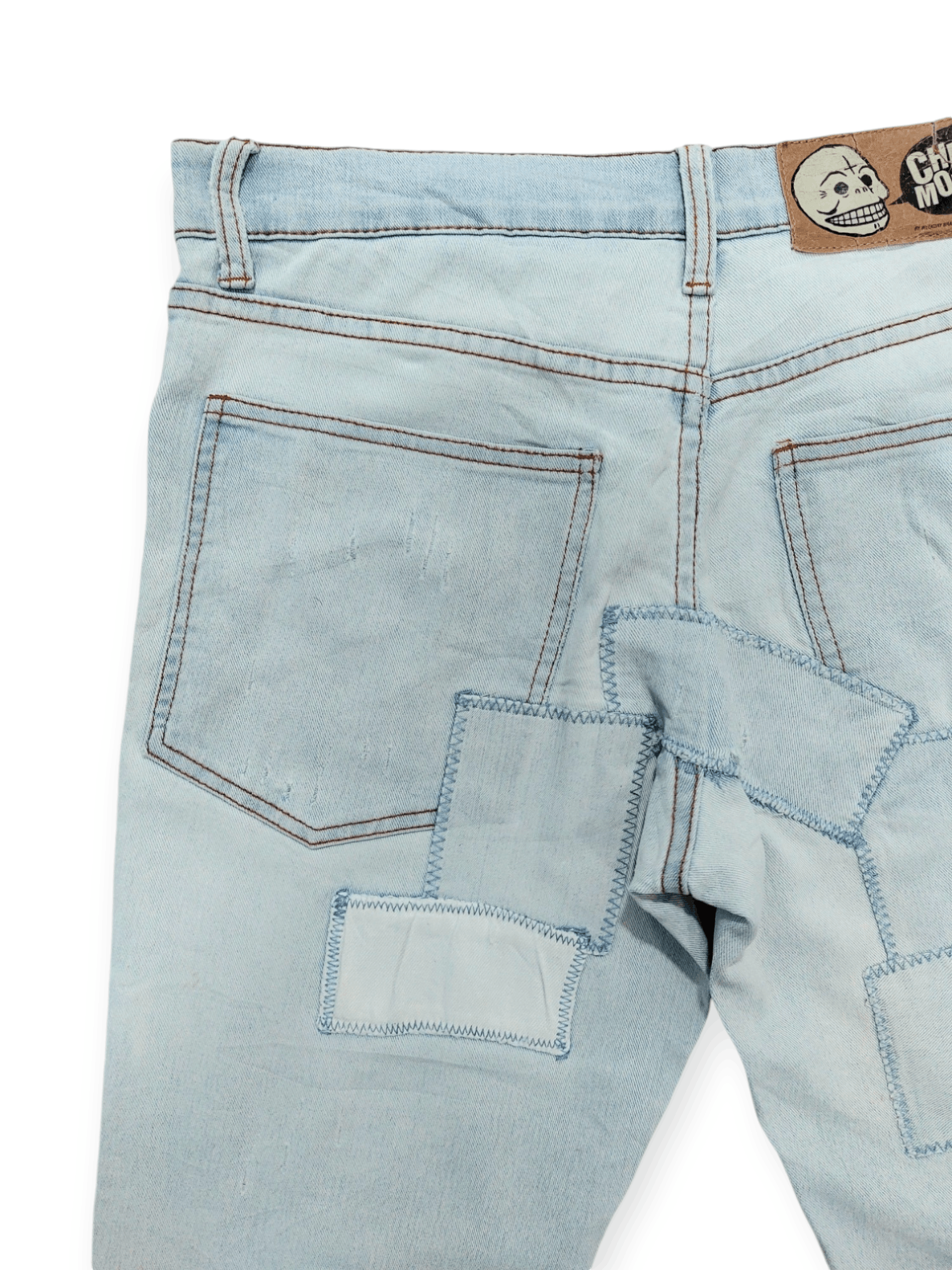 Cheap Monday Tartan Stitch Patchwork Thin Jeans