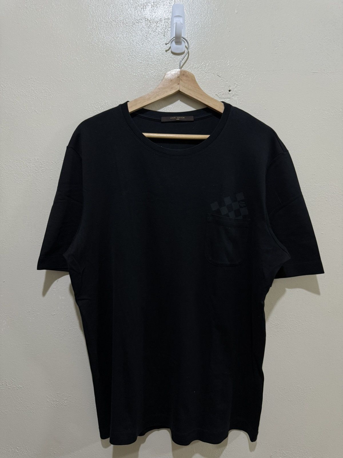 Louis Vuitton Louis Vuitton Black Damier Pocket Tee Size US L / EU 52-54 / 3 - 1 Thumbnail