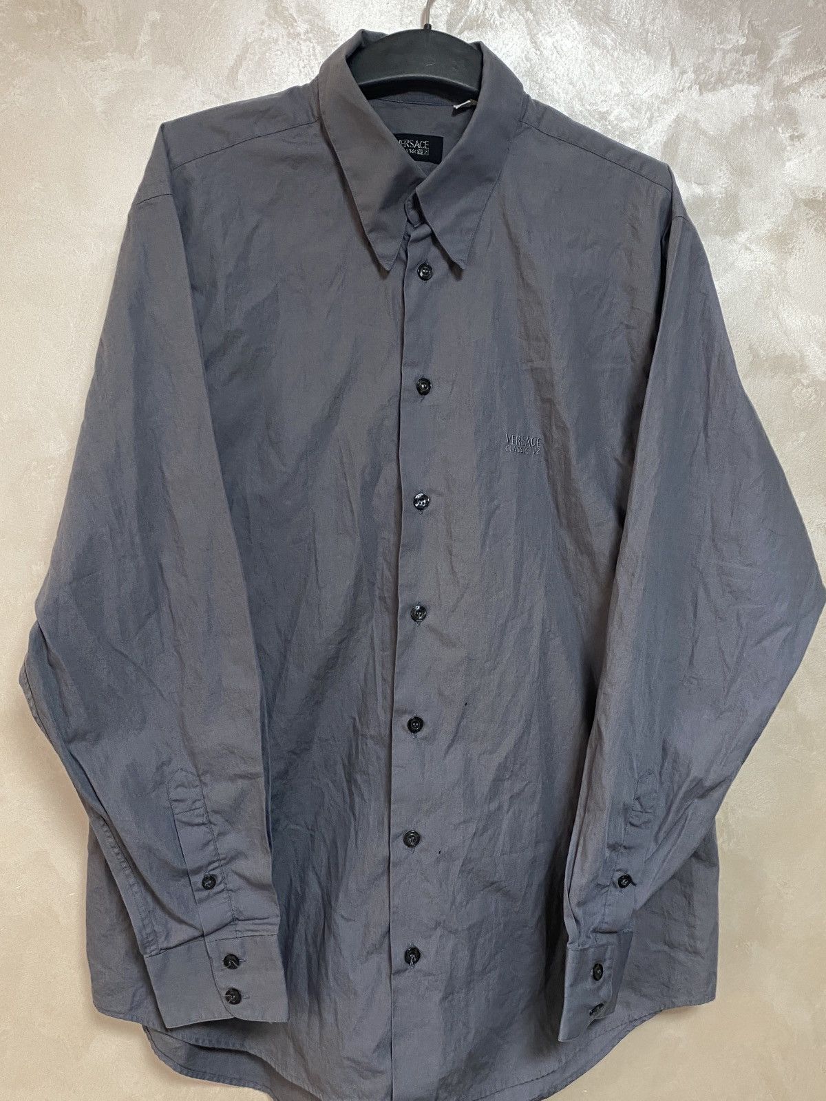 Versace × Vintage Vintage Grey Versace 00s Classic Shirt Short Sleeve Y2K Size US XL / EU 56 / 4 - 1 Thumbnail