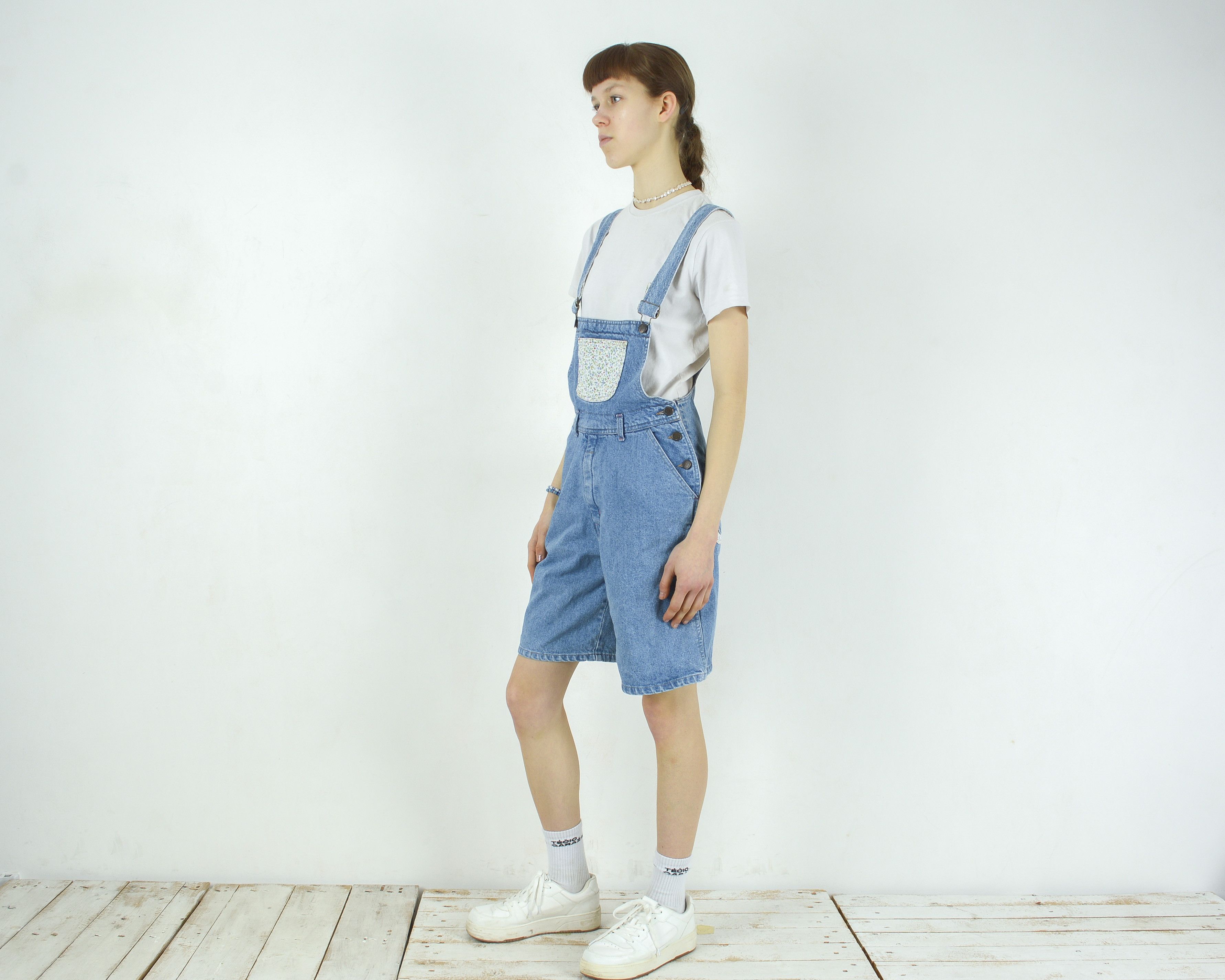 Other × Vintage Denim Shorts Overalls Jean Dungaree Jumpsuit Romper Playsuit Size 29" - 2 Thumbnail