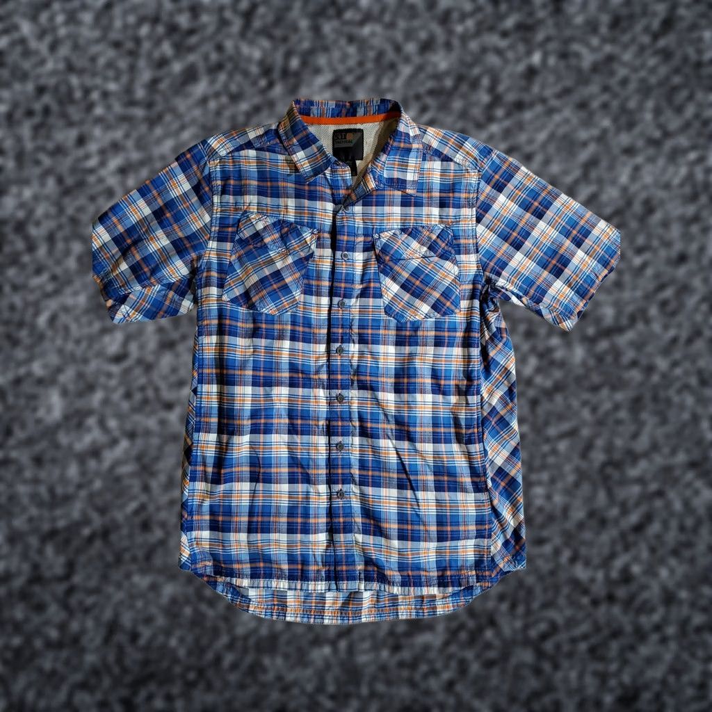 Vintage 5.11 Tactical Signature Button Up Short Sleeve Shirt - Mens Med Blue/Orange Plaid, Nylon/Polyester, Lightweight, Breathable, Pockets, Casual/Workwear Size US M / EU 48-50 / 2 - 1 Thumbnail