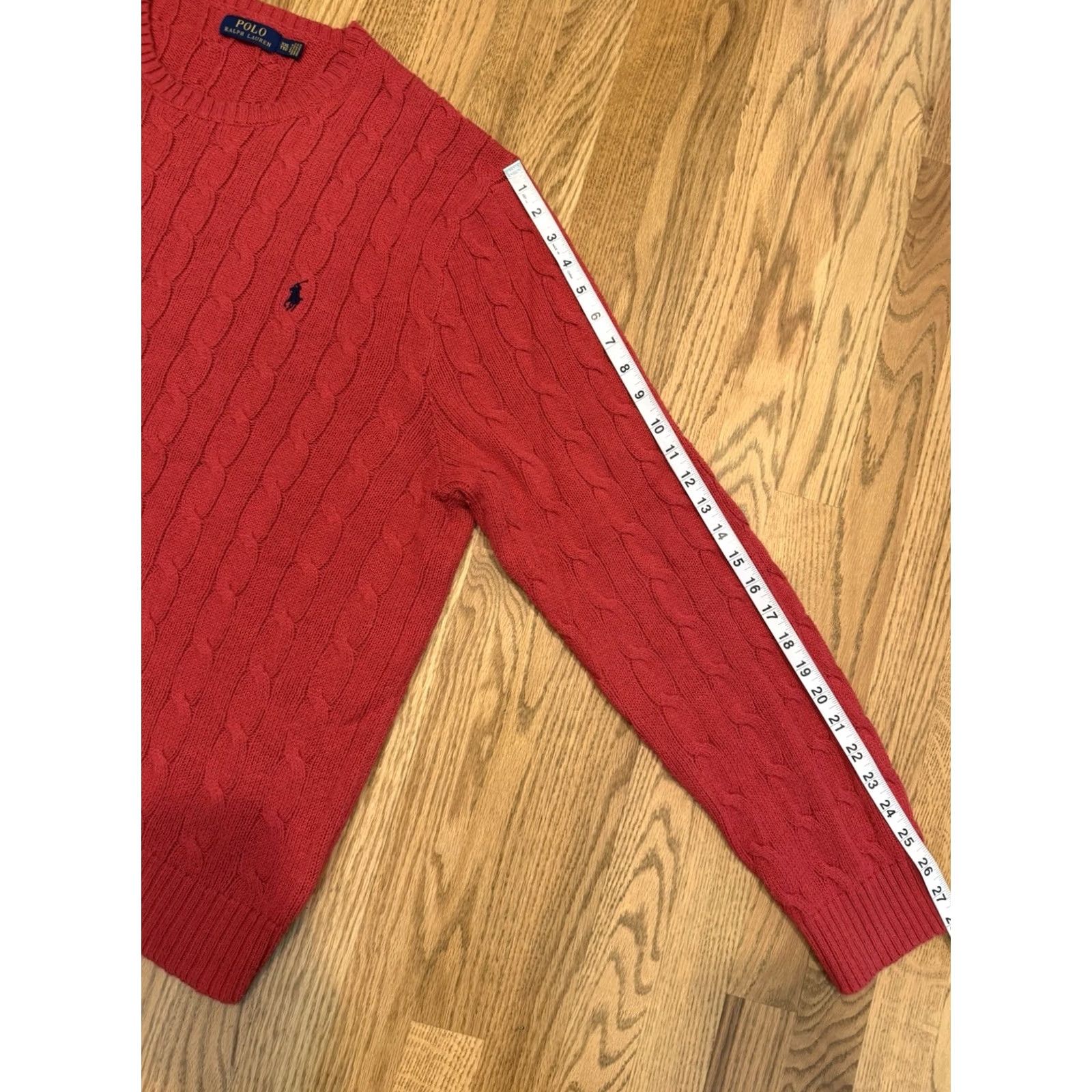 Polo Ralph Lauren Polo Ralph Lauren Sweater Men’s 2XL Cable Knit Cotton Crew Neck Embroidered Pony Coral Red Size US XXL / EU 58 / 5 - 6 Thumbnail