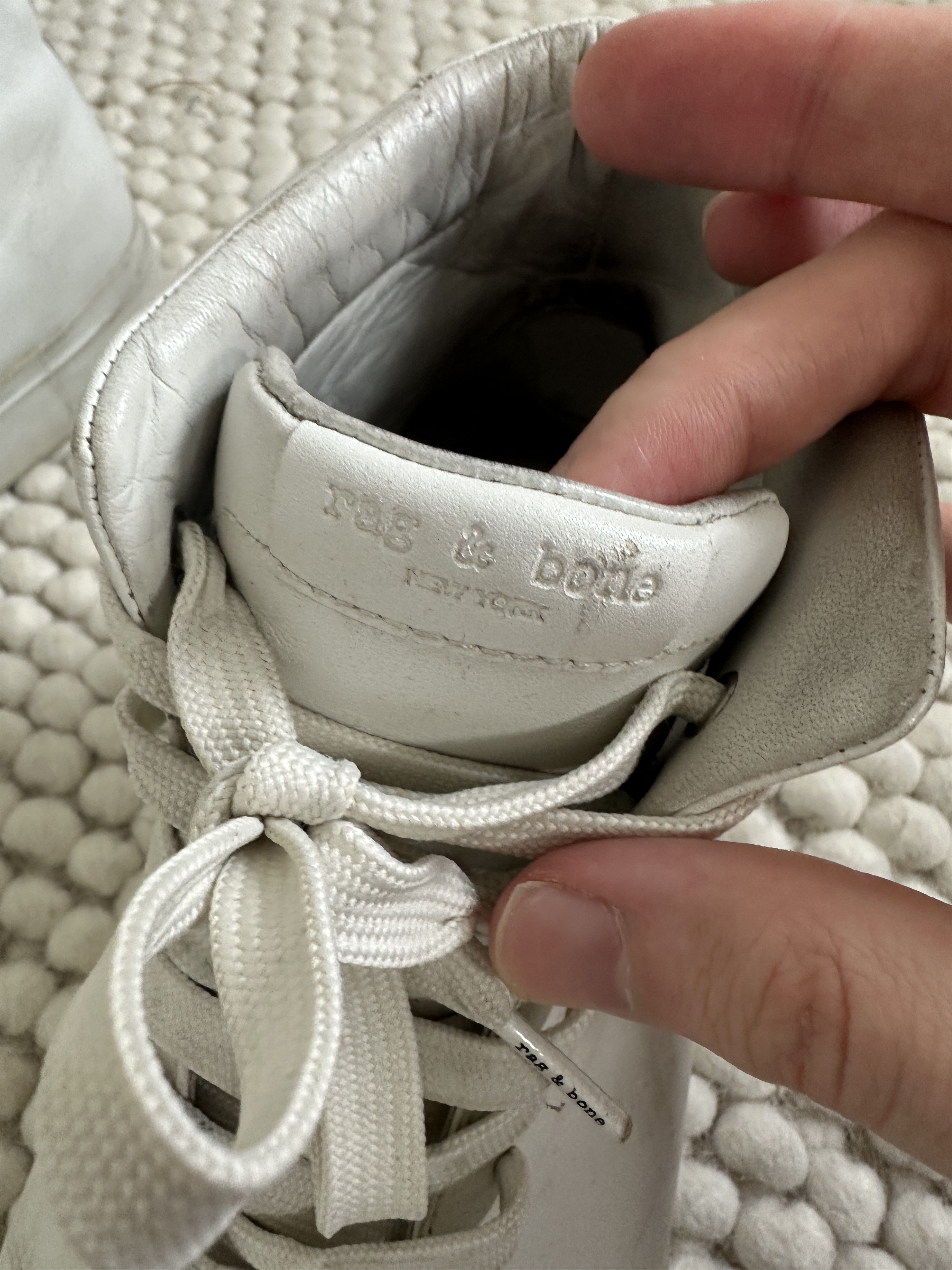 Rag & Bone Rag & Bone White Leather Hi-Top Sneakers Size US 11 / EU 44 - 3 Thumbnail
