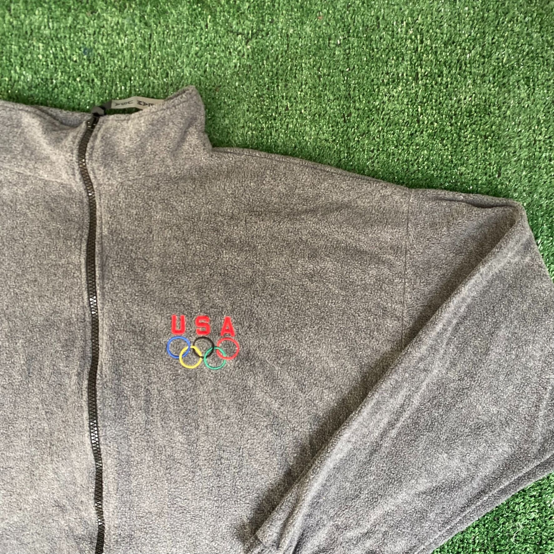 USA Olympics × Vintage Vintage Y2K USA Olympics Fleece Rings Logo Full Zip Jacket Size US XL / EU 56 / 4 - 2 Thumbnail
