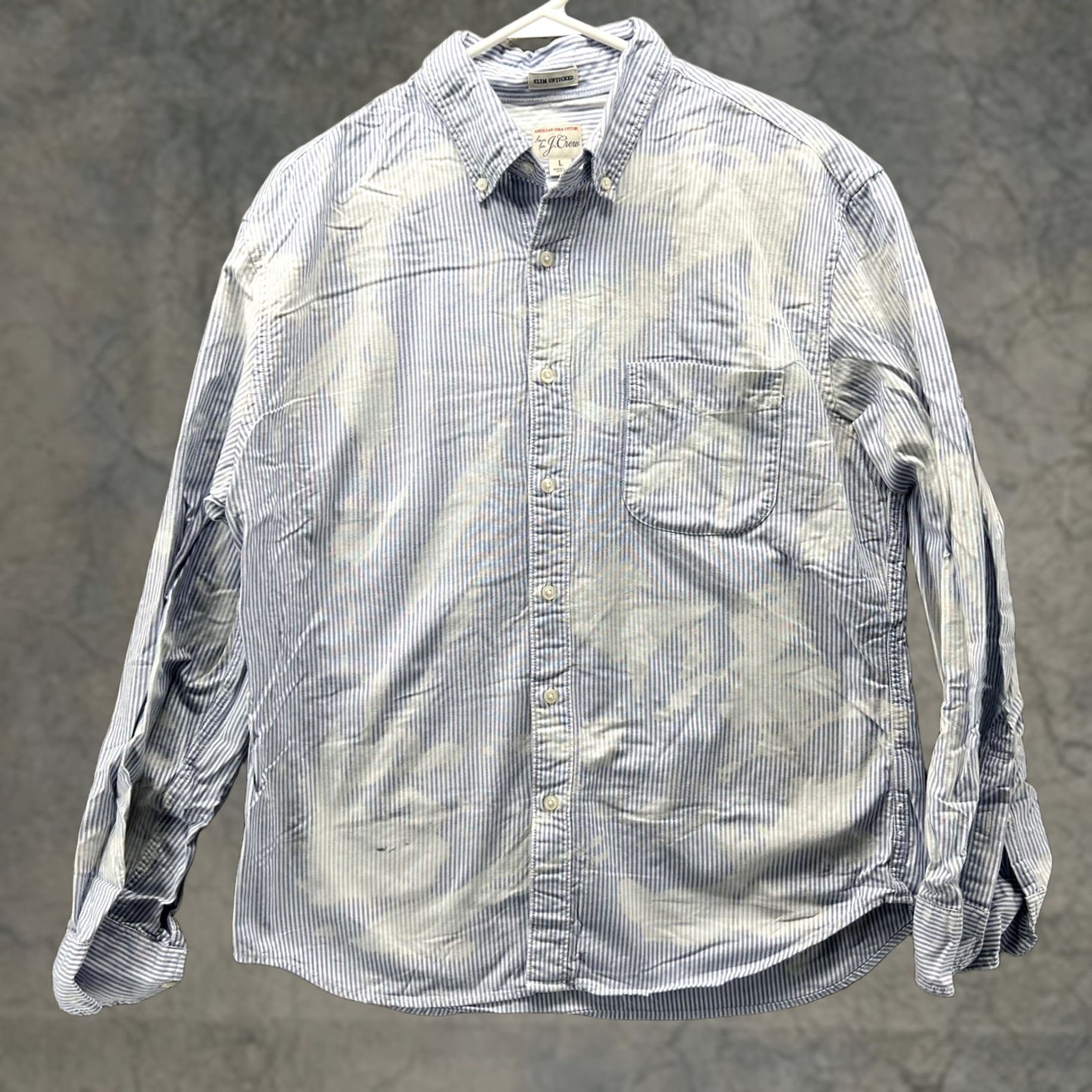 J.Crew J.Crew Shirt Mens Large Blue Stripe Slim Untucked Button Front Long Sleeve Size US L / EU 52-54 / 3 - 1 Thumbnail