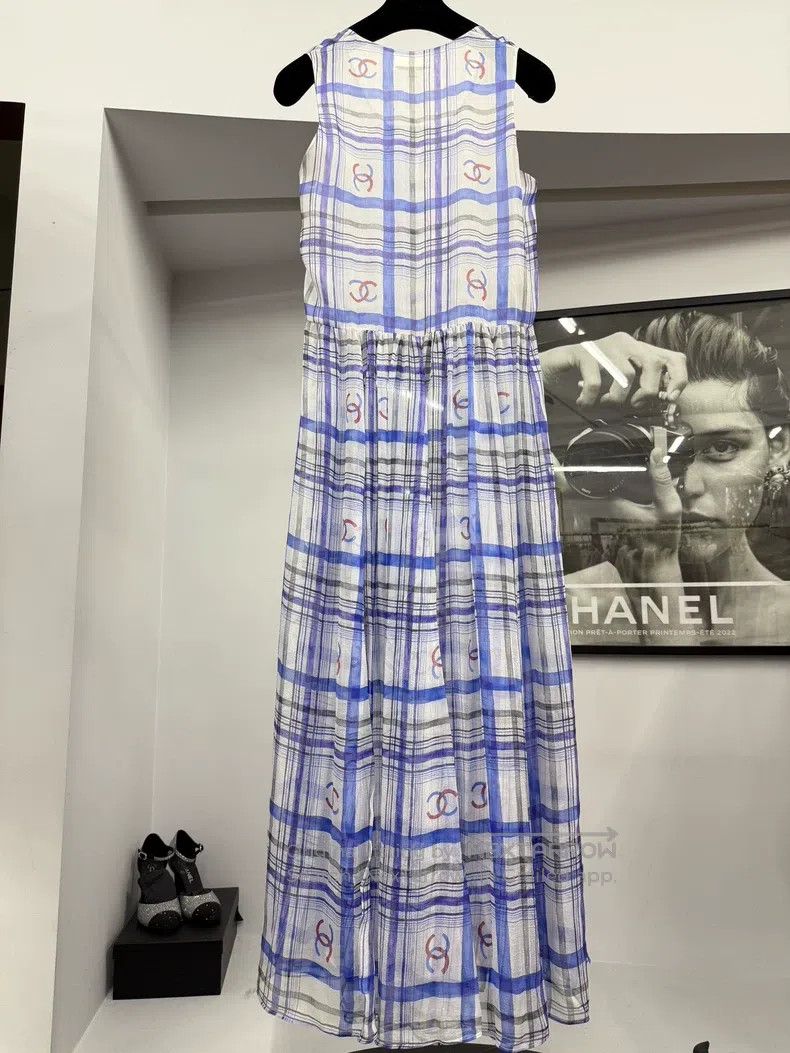 Chanel Chanel 23P blue silk printed dress Size XS / US 0-2 / IT 36-38 - 3 Thumbnail