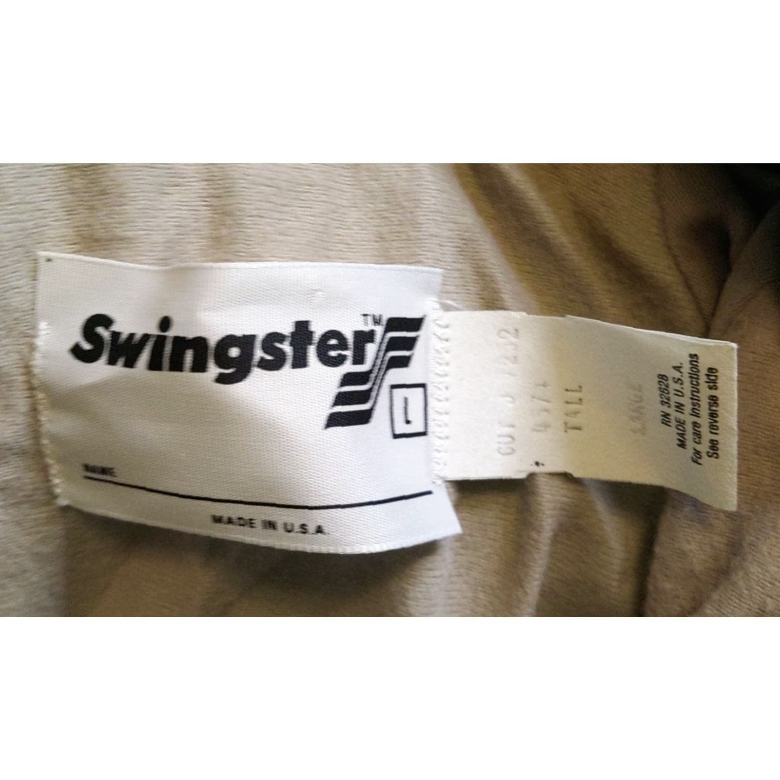 Vintage VINTAGE Swingster Jacket Green Tan Solid Windbreaker Mid-Length Zip Embroidered Logo 90s USA Mens L Regular Size US L / EU 52-54 / 3 - 5 Thumbnail