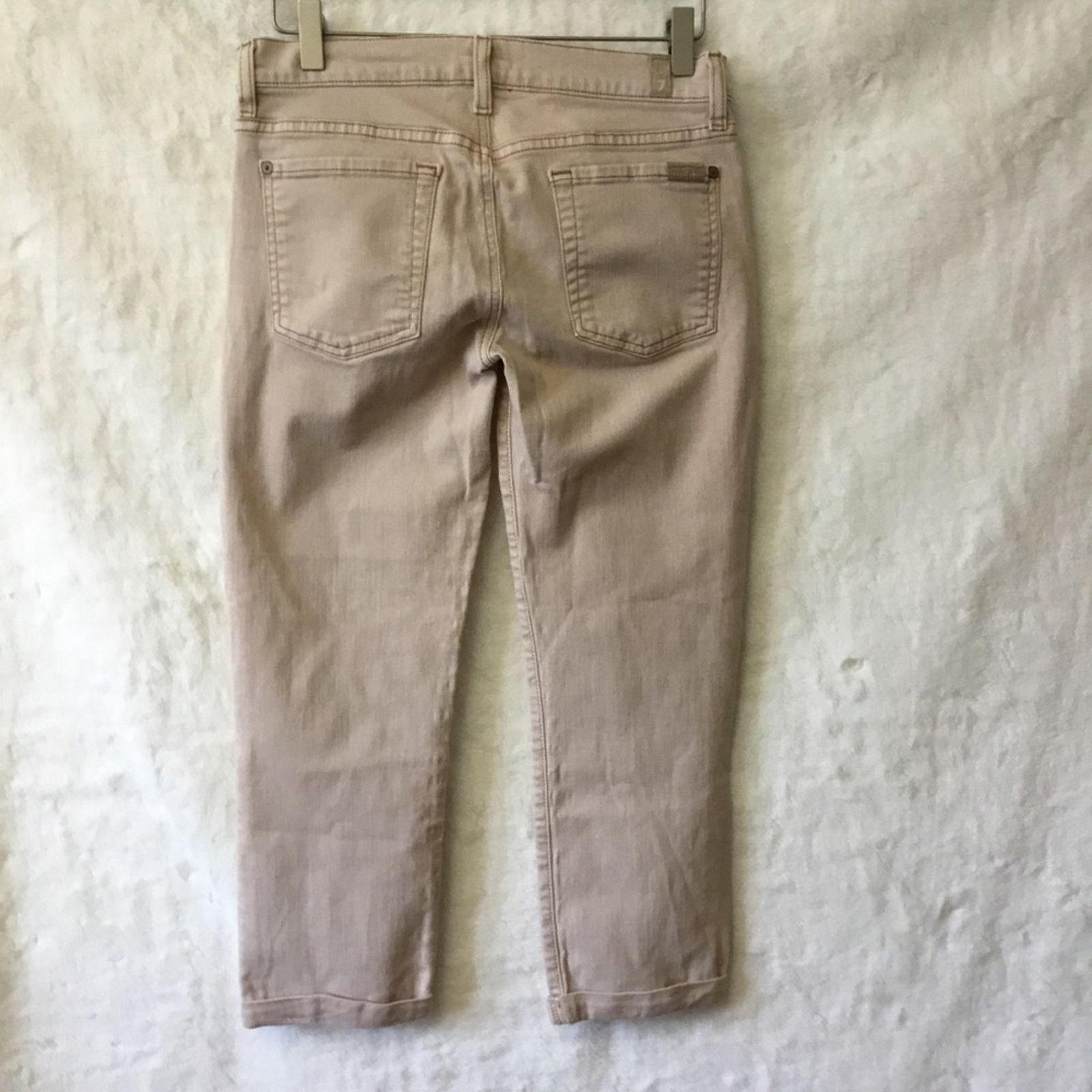 7 For All Mankind 7 For All Mankind Beige Skinny Crop & Roll Jeans Size 28" / US 6 / IT 42 - 6 Thumbnail
