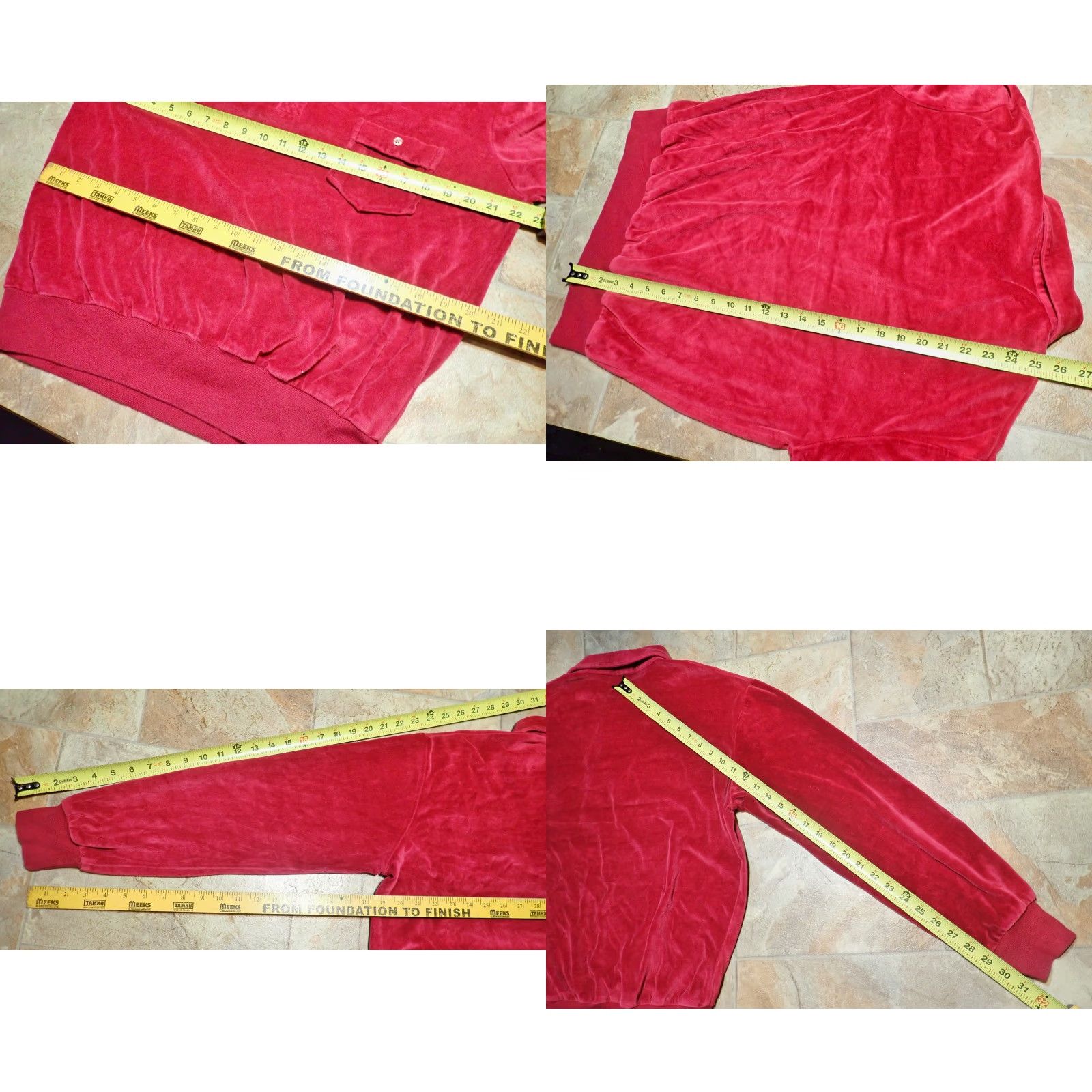 JCPenney VINTAGE JC Penney Polo Shirt Mens L Red Velour Long Sleeve Pocket Popover Shirt Burgundy RED 70s 60s Preppy Retro Rockabilly Vintage Mens L Size US L / EU 52-54 / 3 - 8 Thumbnail
