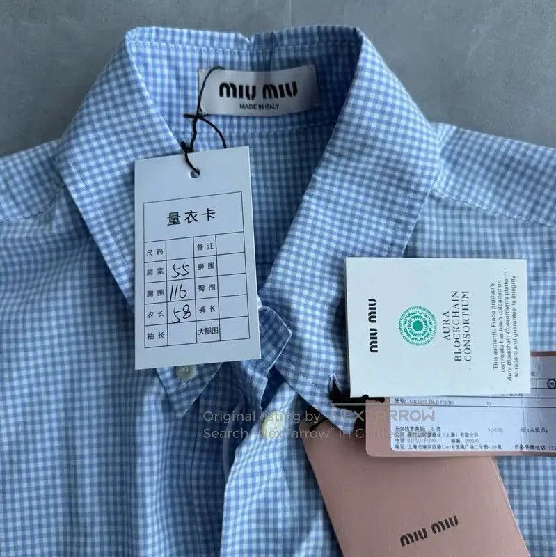 Miu Miu Miu Miu Light Blue Women's Cropped Shirt . Size M / US 6-8 / IT 42-44 - 3 Thumbnail