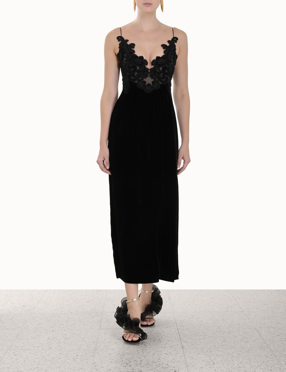 Zimmermann oc11z0225 Sensory Velvet Slip Dress in Black Size XL / US 12-14 / IT 48-50 - 2 Thumbnail