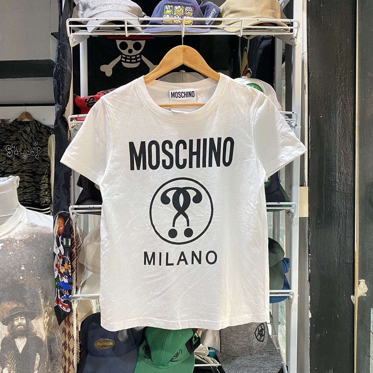 Moschino Milano couture designer big logo tee Y2K style