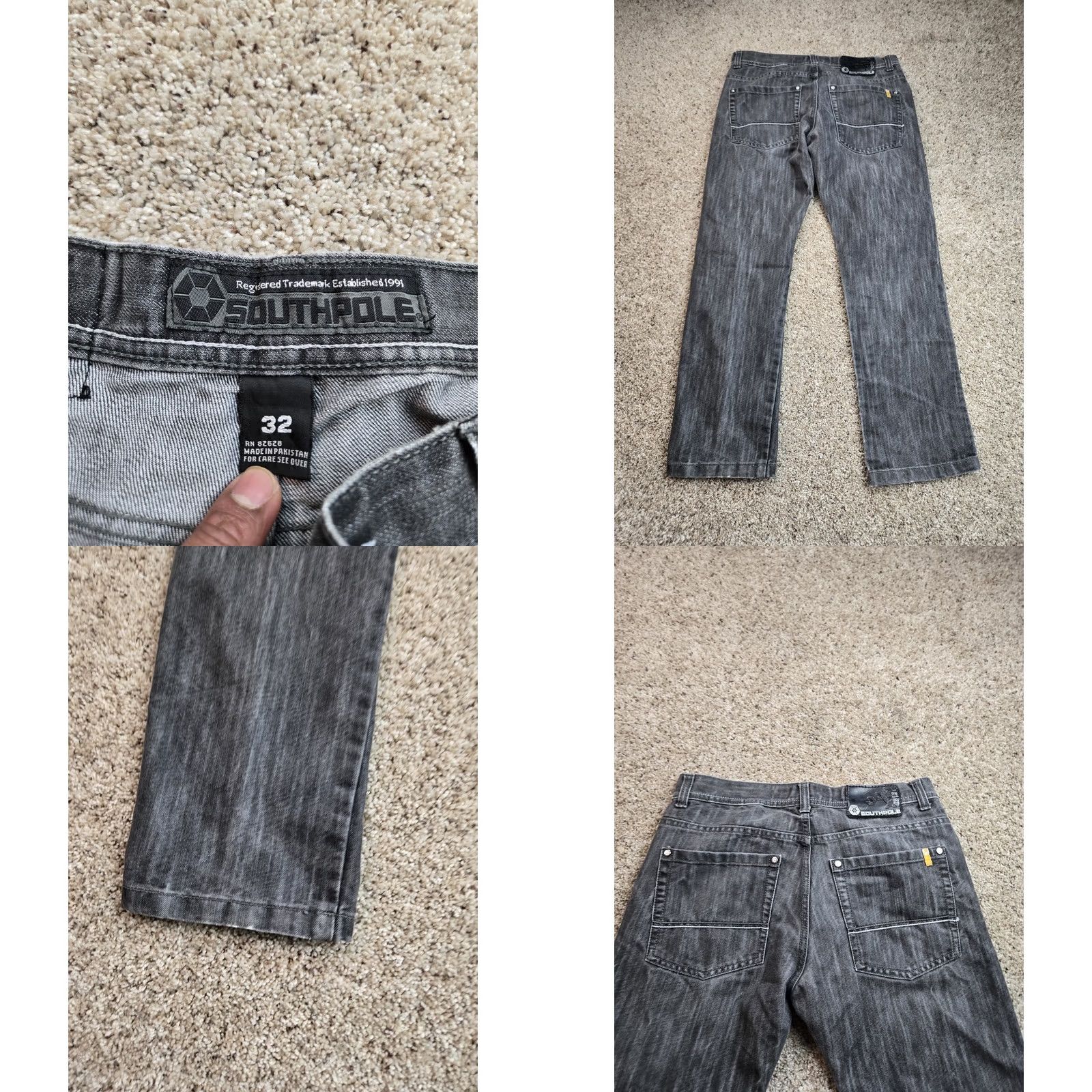 Southpole VINTAGE Southpole Jeans 32 Mens Gray Baggy Fit Straight Weave Denim Y2K Straight 5-Pocket Logo Embroidered Hip Hop Mens Jeans Size US 32 / EU 48 - 8 Thumbnail