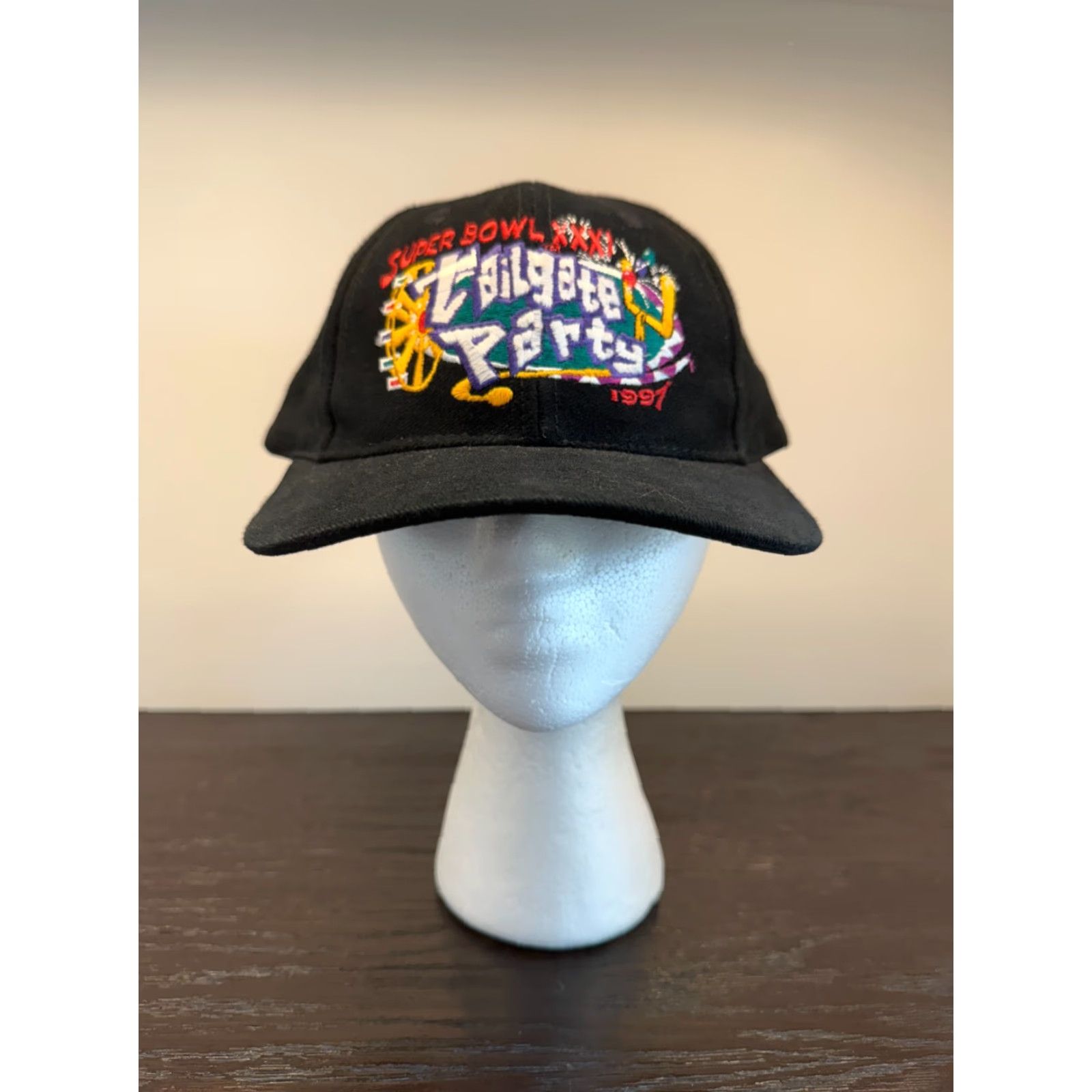 Logo Athletic VINTAGE Logo Athletic Hat Cap Mens One Size Black Snapback 1997 Tailgate Party Super Bowl XXXI Size ONE SIZE - 2 Thumbnail