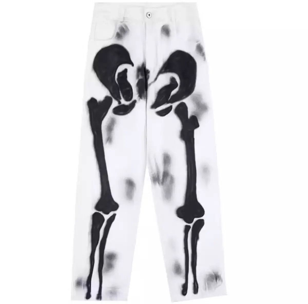 image of Vintage Skeleton Denim Jeans in White, Men's (Size 32)