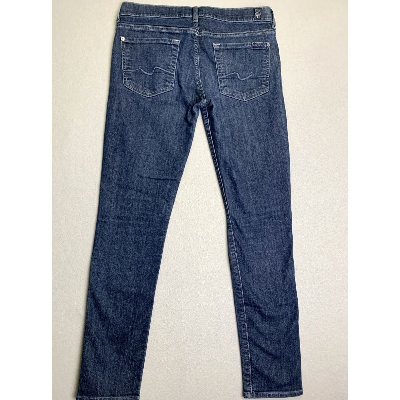 7 For All Mankind VINTAGE 7 For All Mankind Gwenevere Jeans Womens 28 Blue Skinny 5-Pocket Zipper Button Embroidered Logo Preppy Comfort Stretch Denim Size 28" / US 6 / IT 42 - 2 Thumbnail