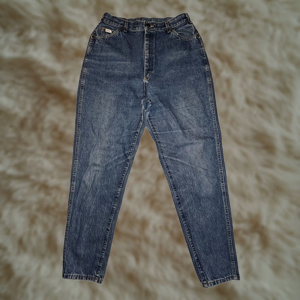 Lee VINTAGE Lee Tapered Jeans Women 16 Tall High Rise 90s Hipster Logo Blue Denim Size 38" / US 16 / IT 52 - 1 Thumbnail