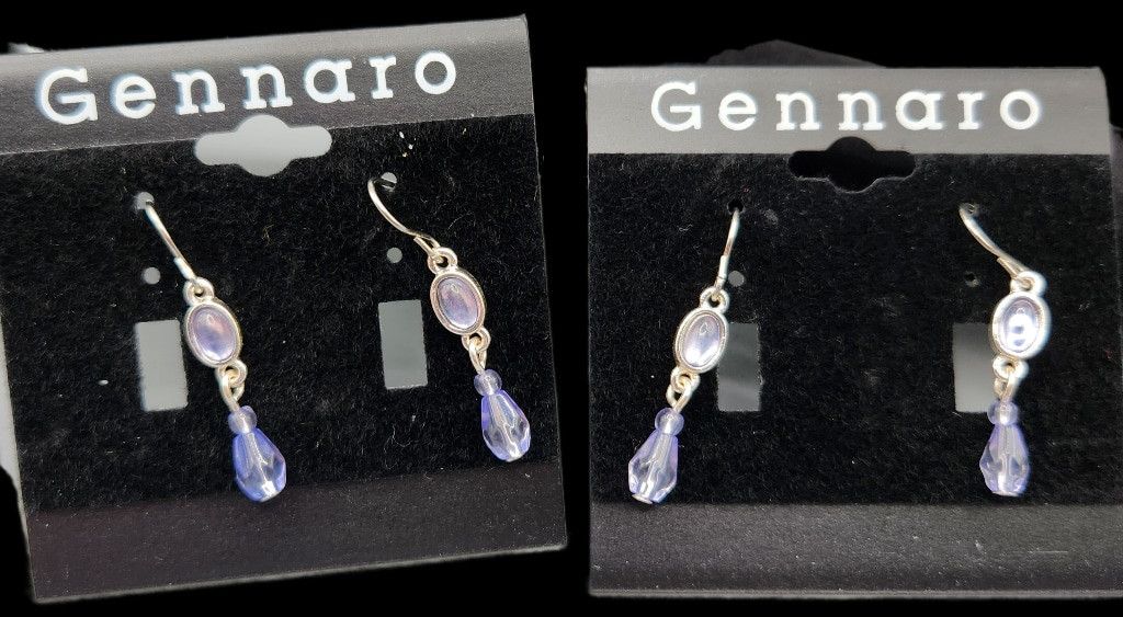 Designer Gennaro Dangling Earrings Blue Gray Size ONE SIZE - 3 Thumbnail