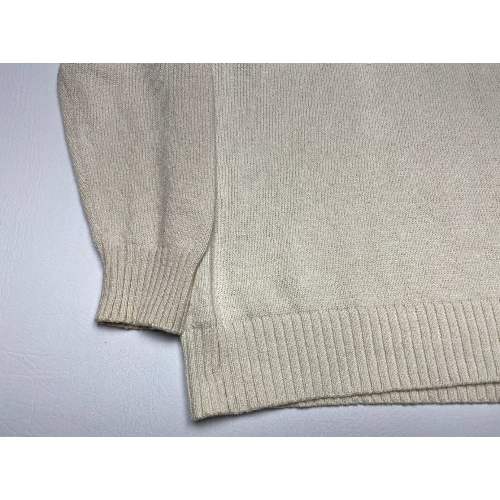 Oscar De La Renta Oscar De La Renta Mens Cream Beige 1/4 Zip Knit Sweater M Medium Diamond Pattern Shirt Size US M / EU 48-50 / 2 - 3 Thumbnail