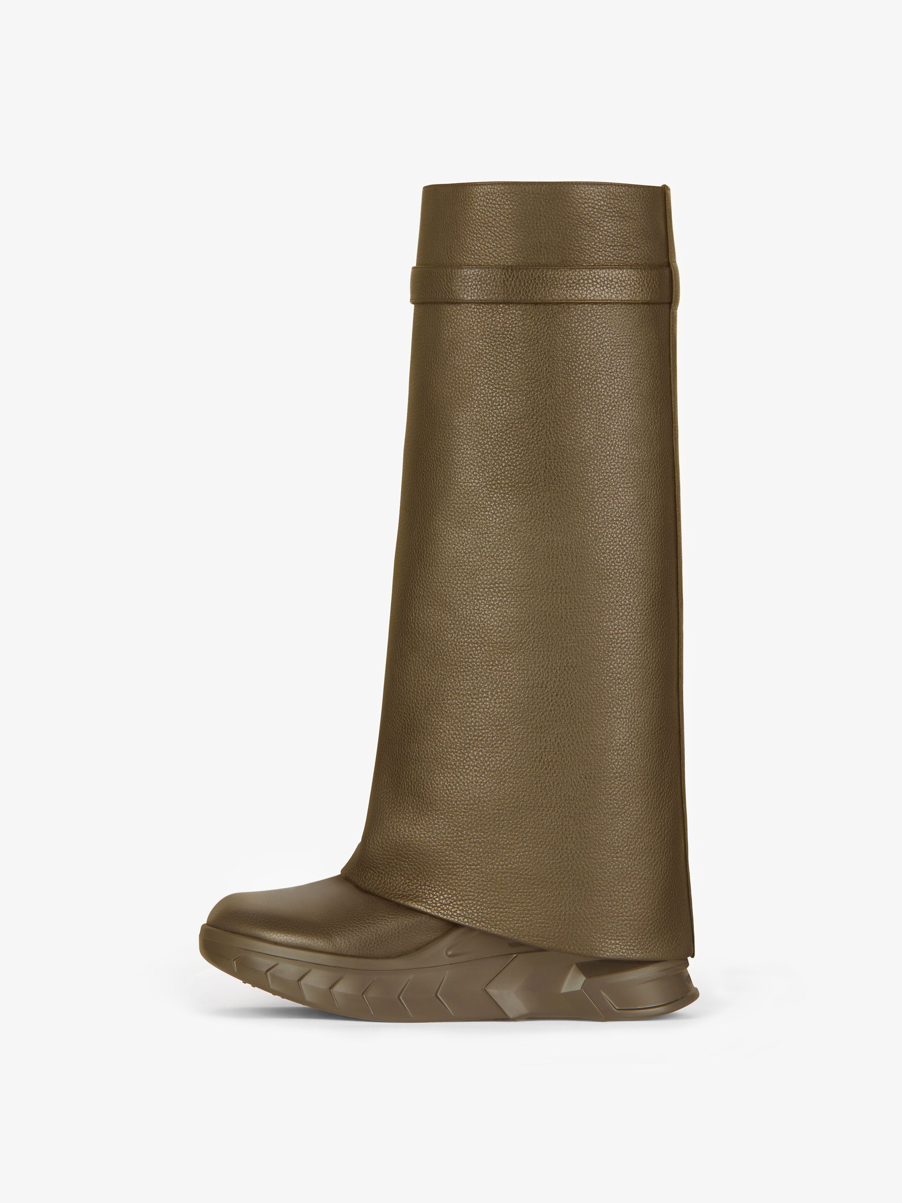 Givenchy o1srvl11e0525 Shark Lock High Boots Biker Low Wedge Khaki Size US 9 / IT 39 - 5 Thumbnail