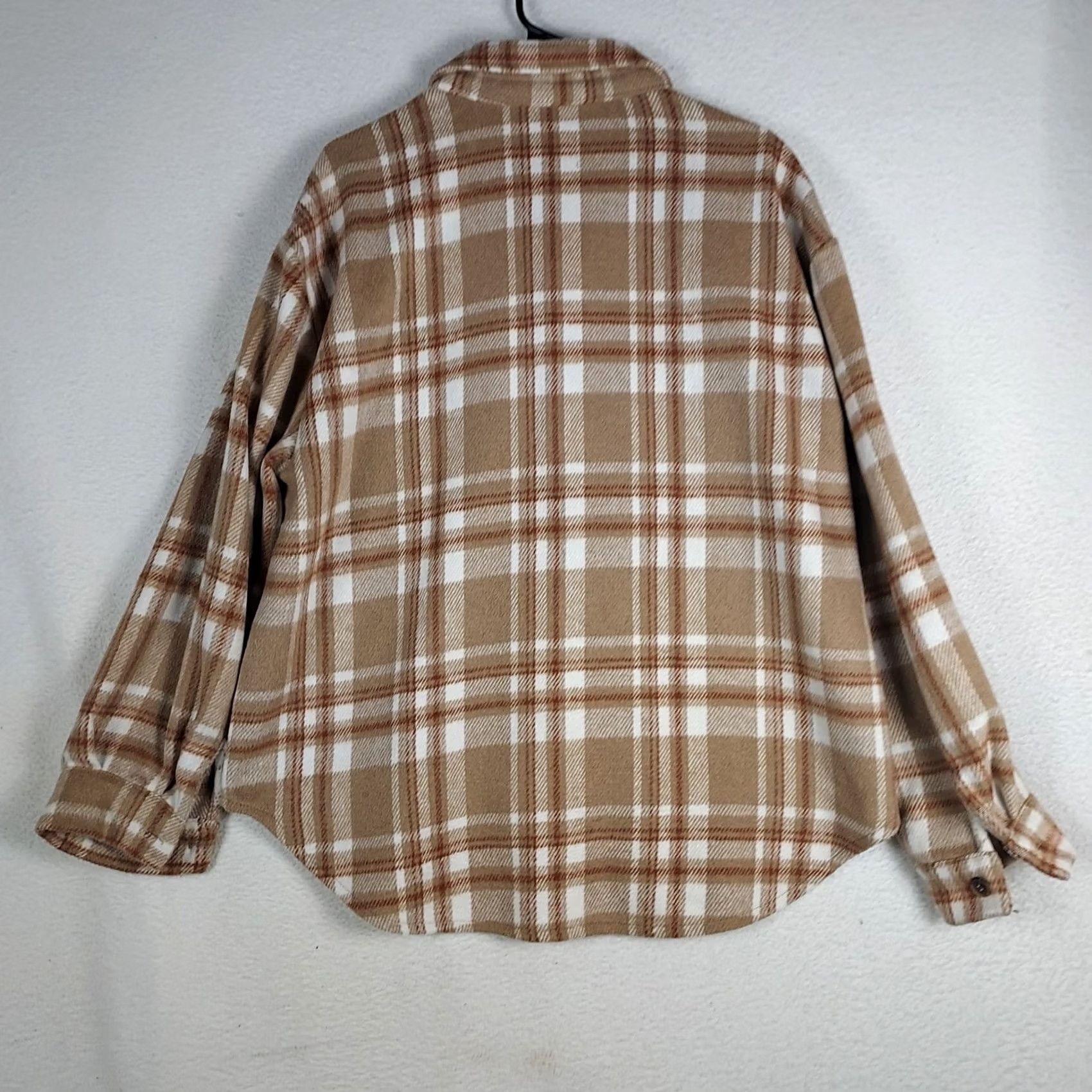 Vintage Love Tree Plaid Shacket Womens Large Tan Brown Button Front Jacket Size L / US 10 / IT 46 - 2 Thumbnail