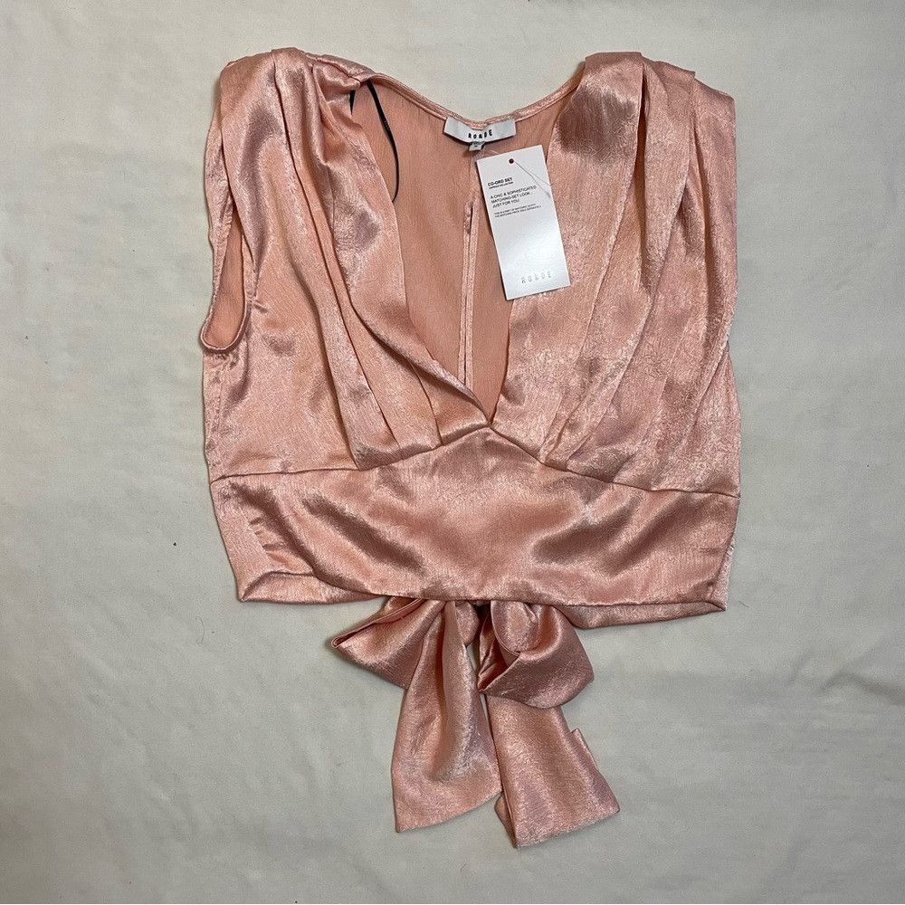 Other NWT New Ro & De Satin Open Back With Tie Sleeveless Peach T Size M / US 6-8 / IT 42-44 - 5 Thumbnail