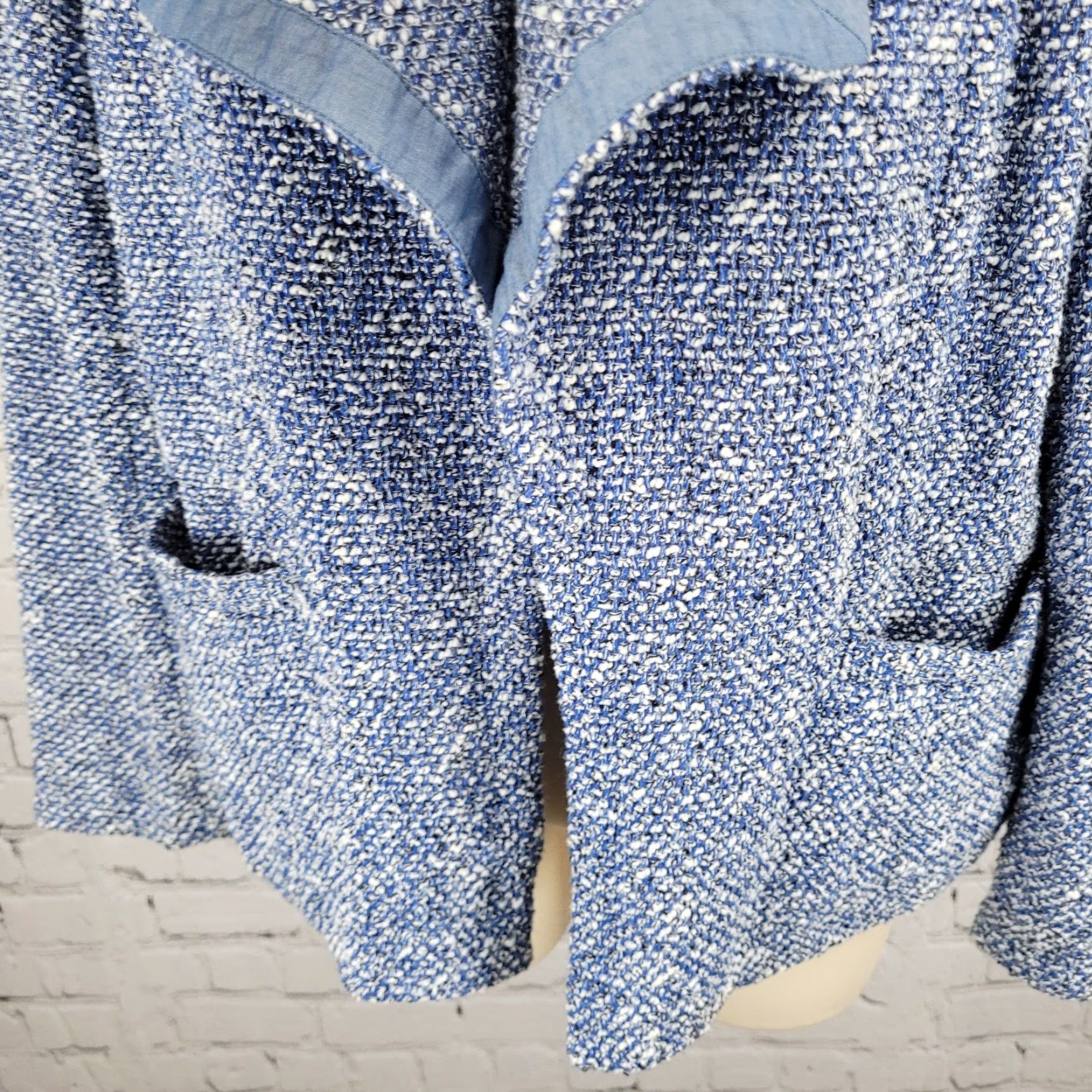 Talbots VINTAGE Talbots Blue Textured Open Long Sleeve Pockets Jacket Small S Size S / US 4 / IT 40 - 7 Thumbnail
