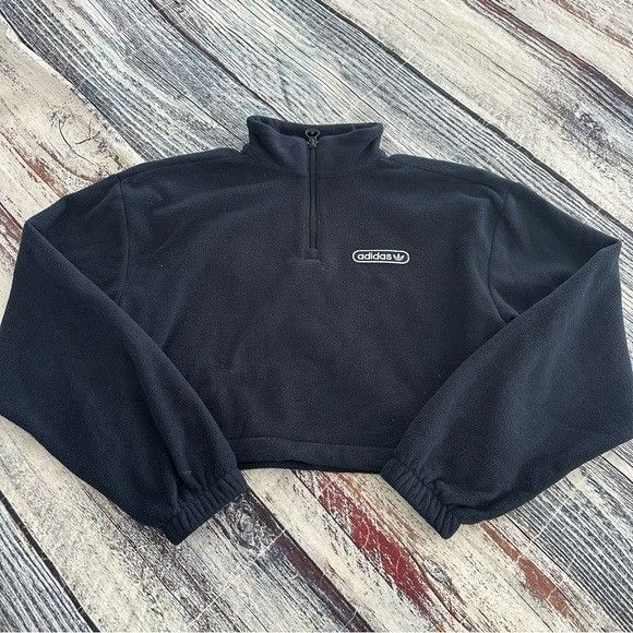 Adidas Adidas Athletic League Fleece Pullover Crop Top Womens Navy Size XS / US 0-2 / IT 36-38 - 3 Thumbnail