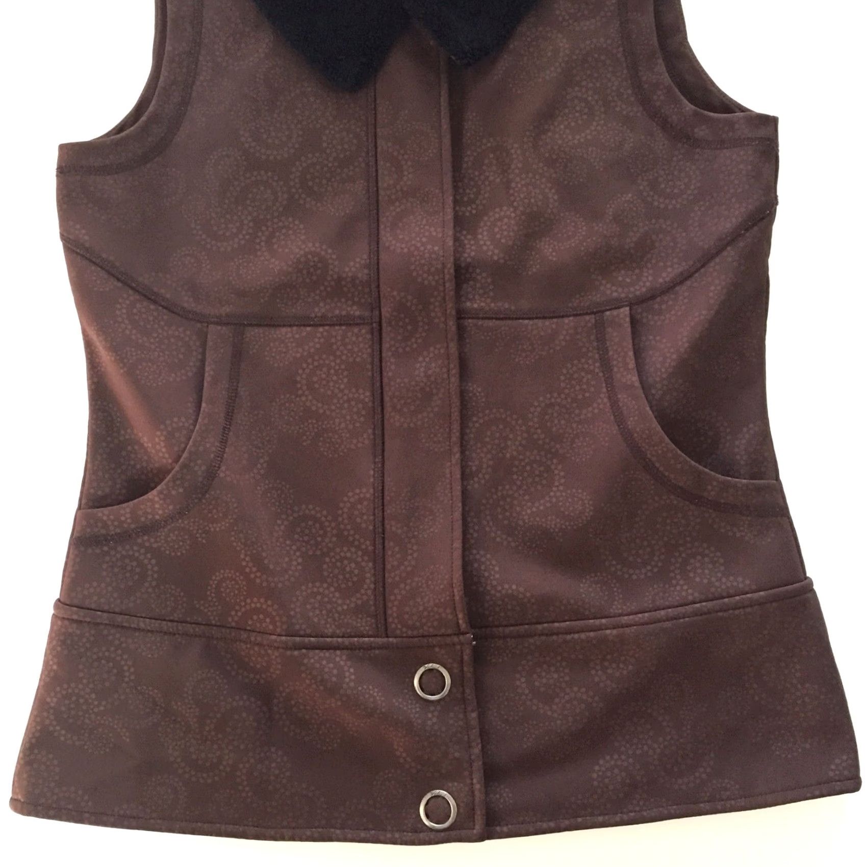 Vintage Woolrich Vest Womens Small Brown Faux Fur Collar Full Zip Vest Women S Brown Fur Trim Casual Winter 90s? Size S / US 4 / IT 40 - 3 Thumbnail