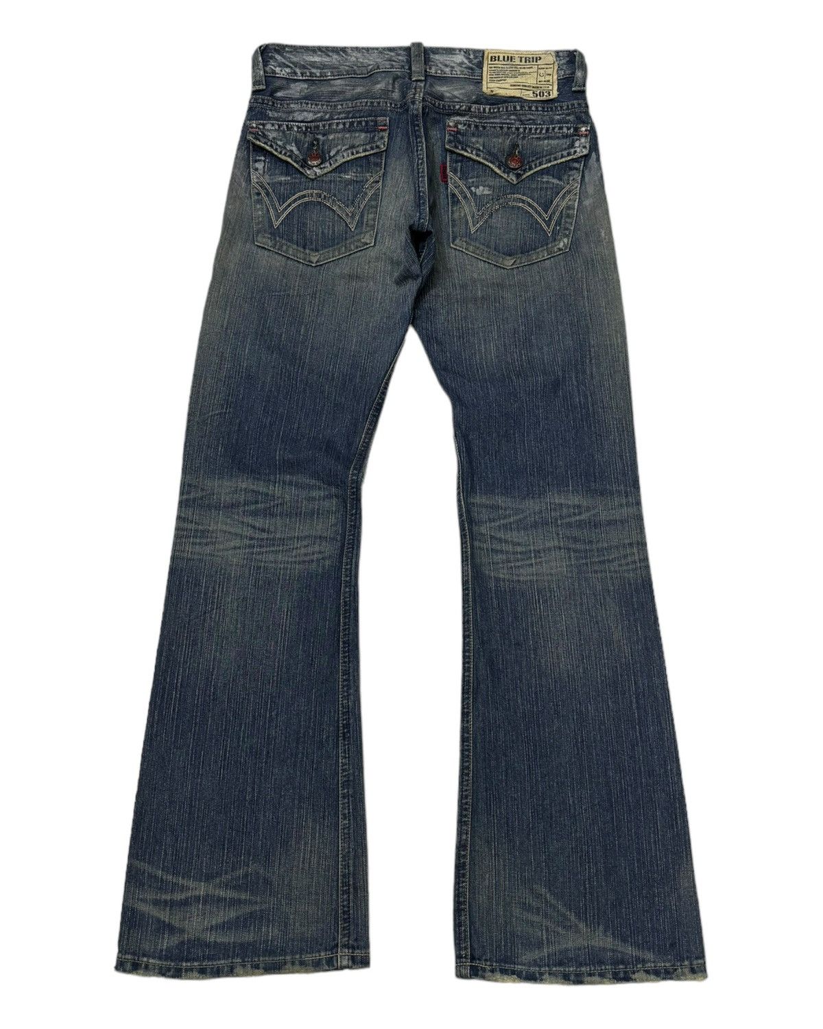 14th Addiction FLARED🔥VINTAGE EDWIN 503 FLARE DISTRESSED DENIM JEANS Size US 32 / EU 48 - 4 Thumbnail