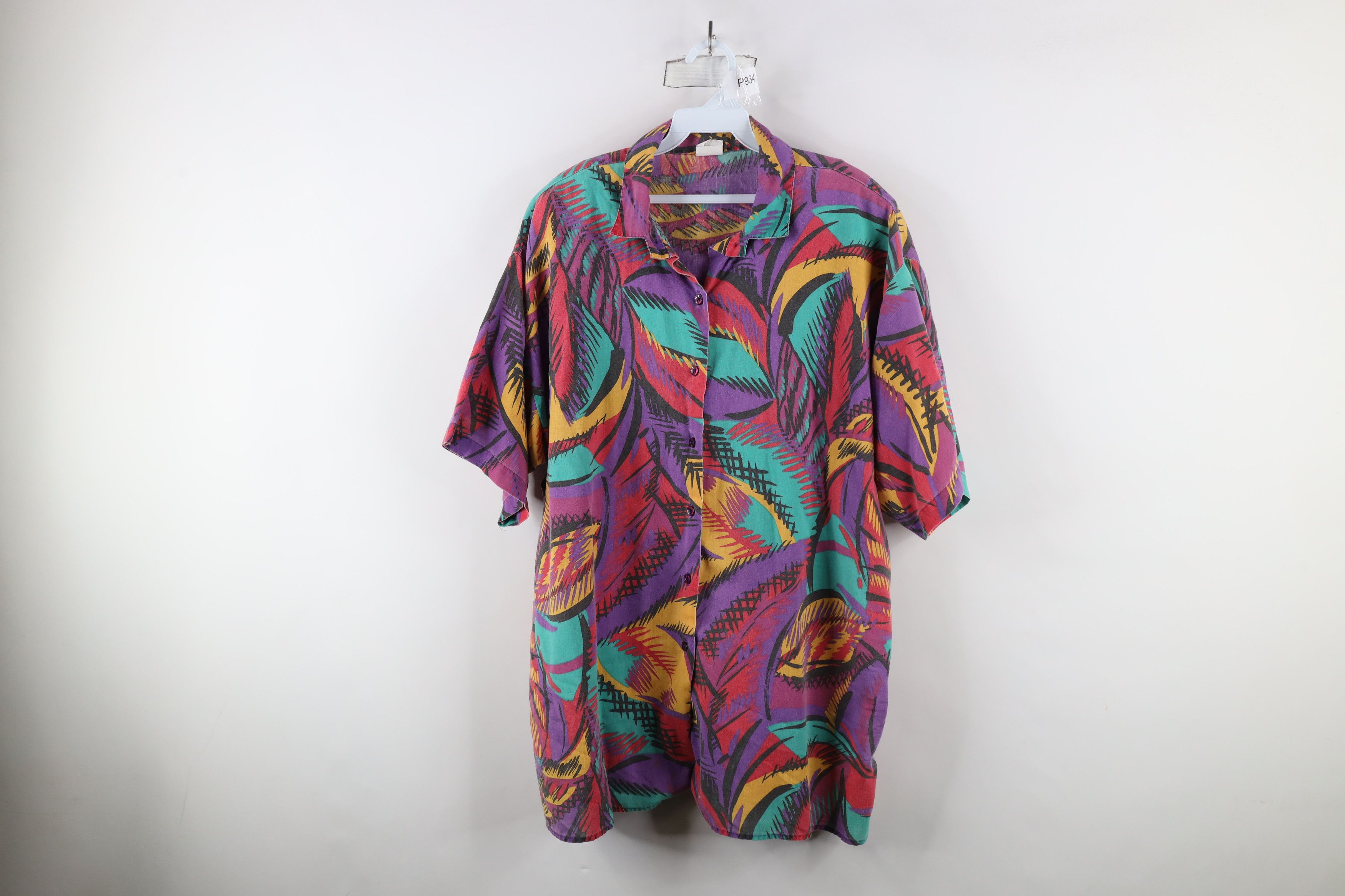 Vintage Vintage 90s Streetwear Abstract Collared Button Shirt USA Size XXL / US 16-18 / IT 52-54 - 1 Thumbnail
