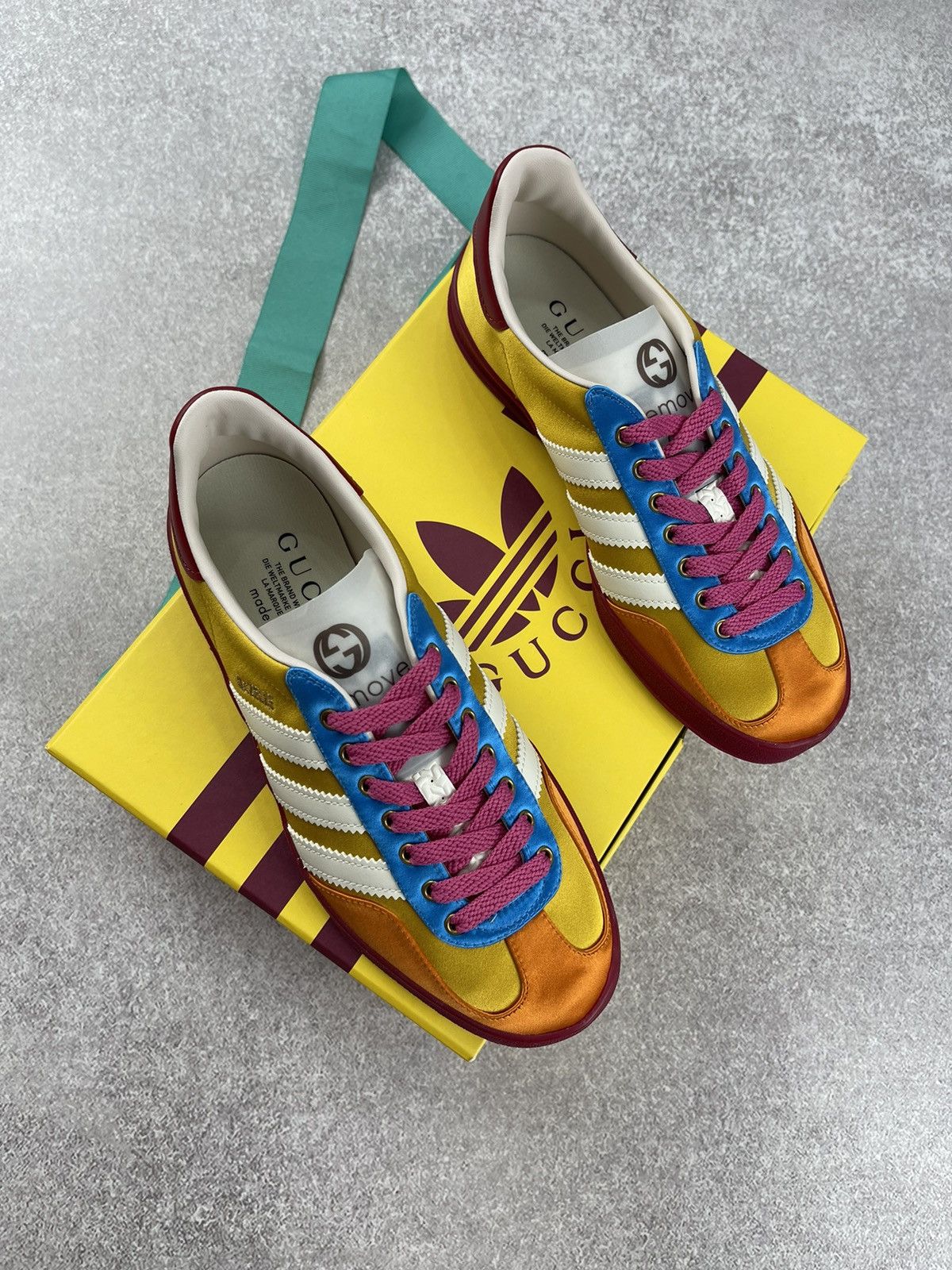 Gucci Adidas × Gucci Gazelle Yellow/White/Red Sneakers Size 37 1/3 Size US 6 / IT 36 - 10 Thumbnail