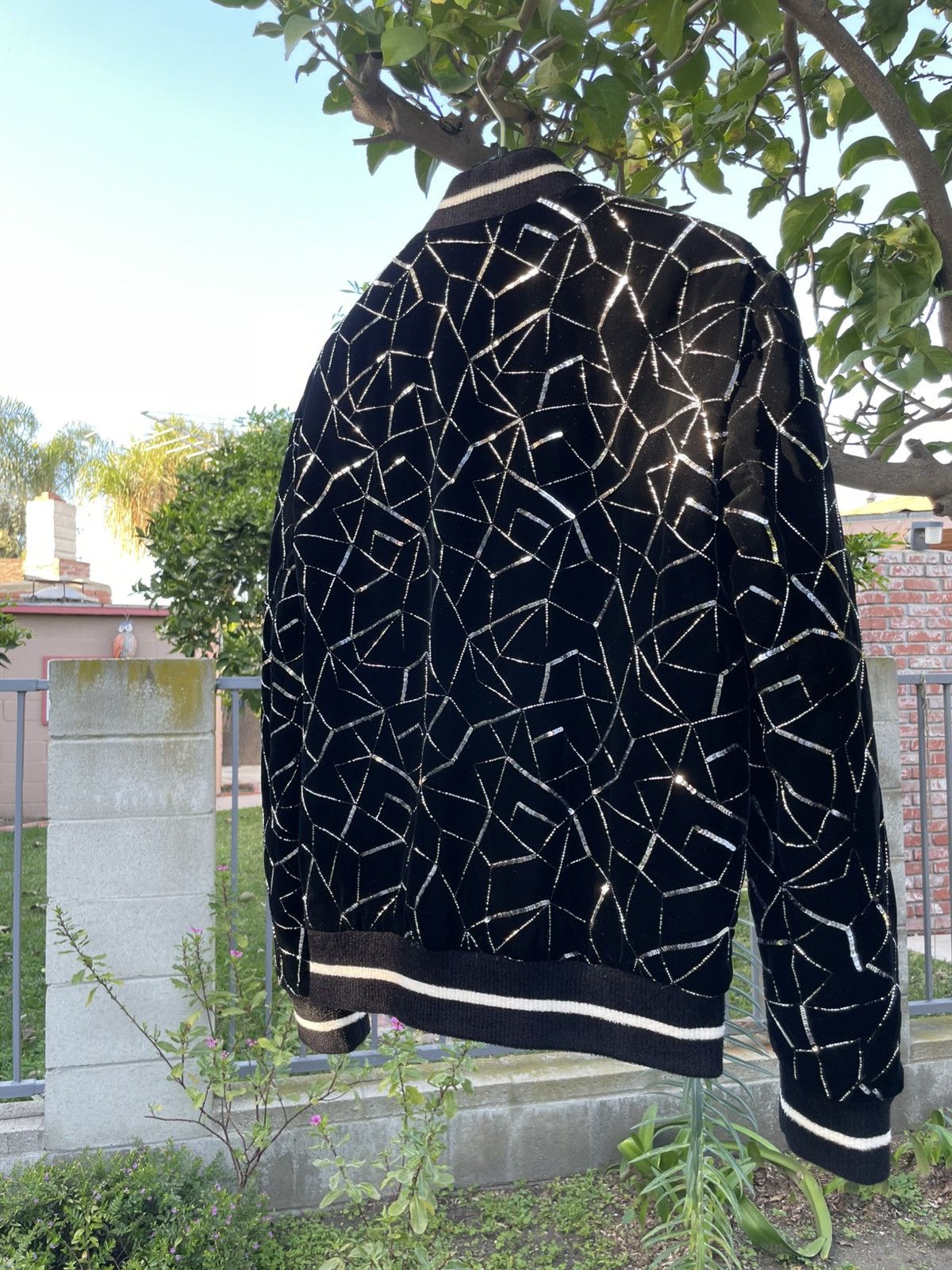Saint Laurent Paris Saint Laurent Paris Teddy Varsity Sequin Bomber Jacket Black Size US S / EU 44-46 / 1 - 11 Thumbnail