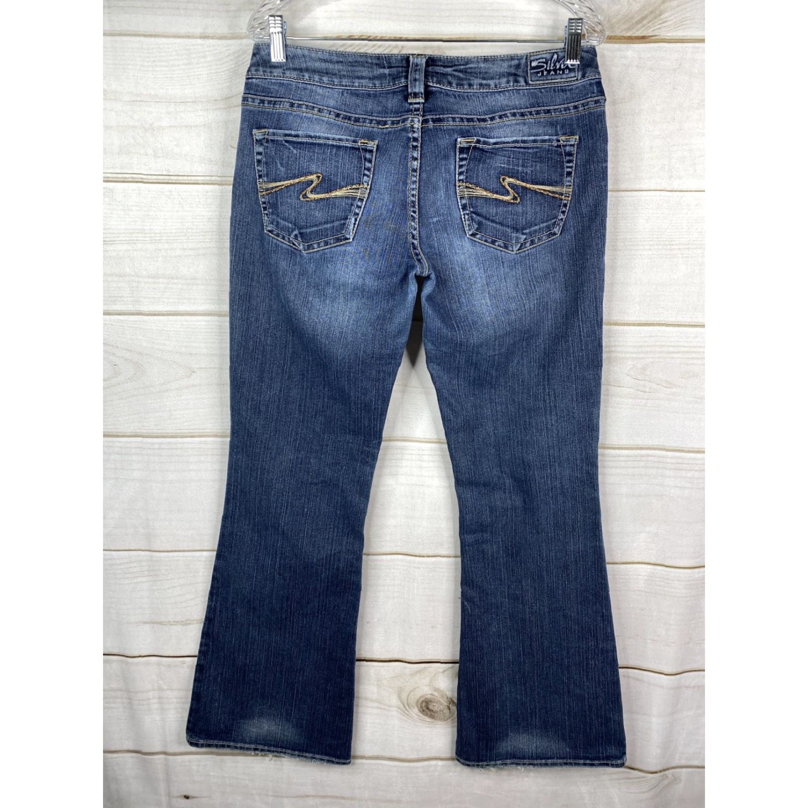 Silver Jeans Co. Silver Jeans Distressed Stretch Denim Aiko Bootcut Jeans Medium Wash Blue 30 Regular Women) Size 30" / US 8 / IT 44 - 5 Thumbnail