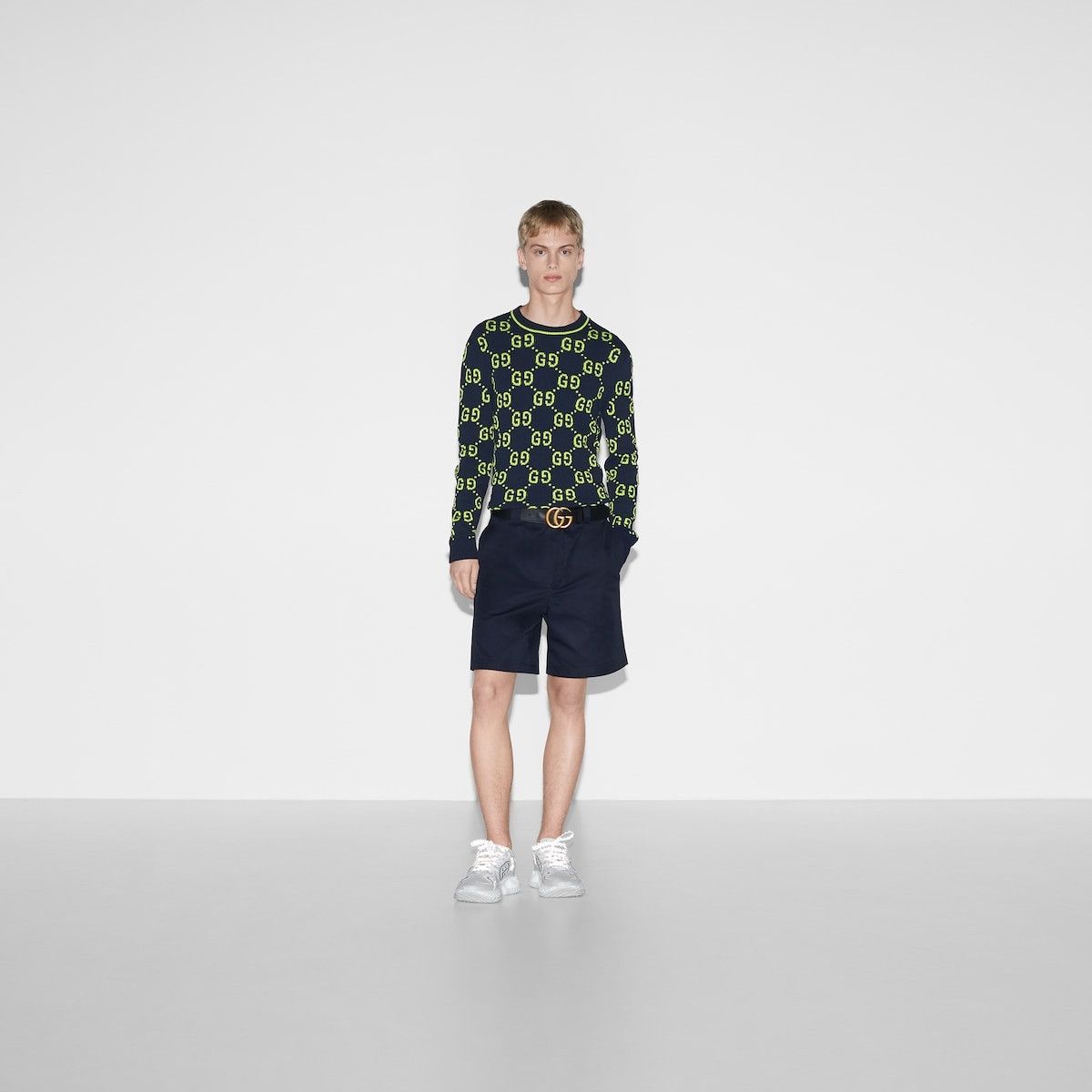 Gucci o1loc1c0925 GG Cotton Jacquard Crewneck Sweater Multicolor Size US XS / EU 42 / 0 - 7 Thumbnail