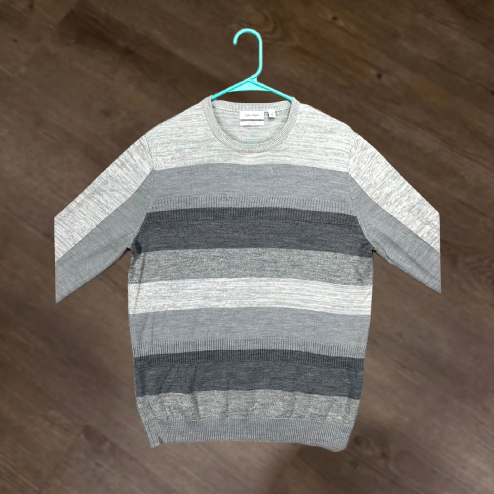 Calvin Klein Calvin Klein Sweater Adult Medium Grey Awning Stripe Italian Yarn Wool Blend Men Size US M / EU 48-50 / 2 - 1 Thumbnail