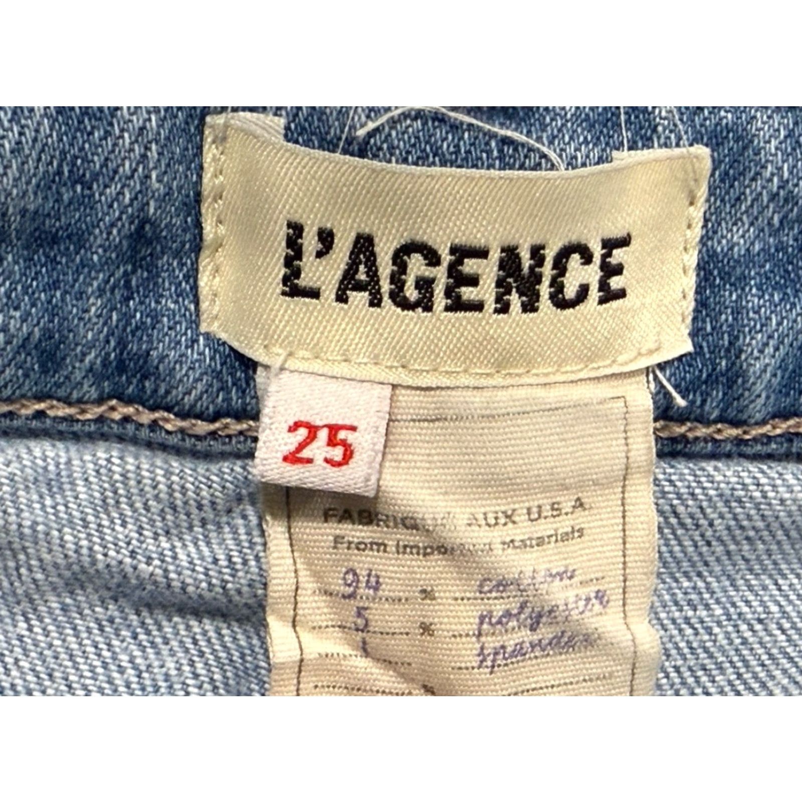 L'AGENCE L'AGENCE Wanda Wide Leg High Rise Cropped Jeans Light Wash Raw Hem Size 25 Womens Size 42" / US 20 - 4 Thumbnail