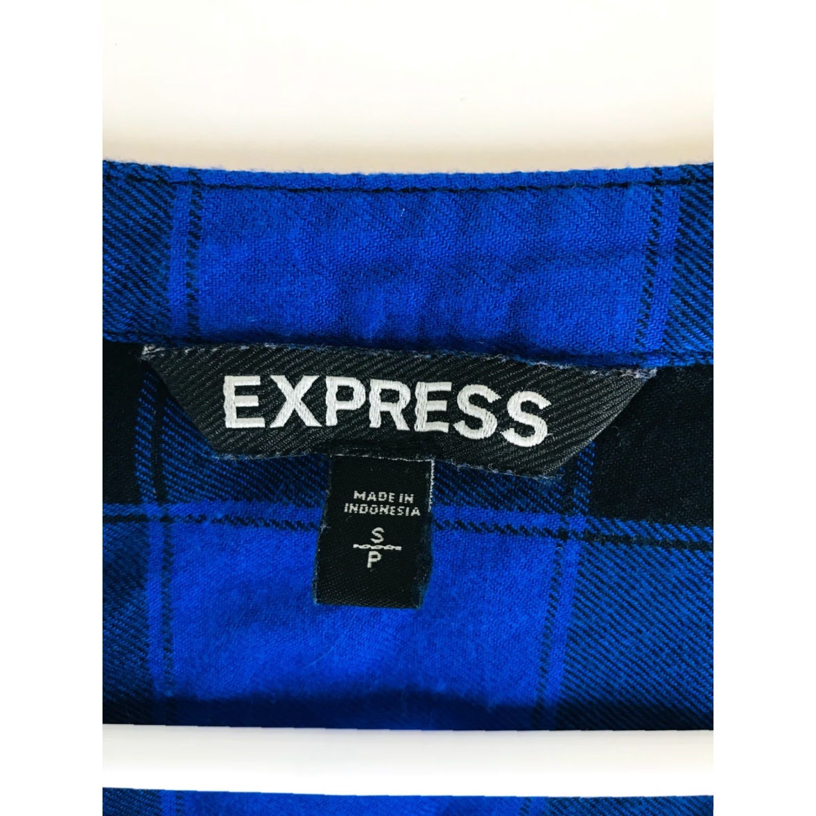 Express Express Blouse Women's Size S Blue Black Plaid Long Sleeve Lace-Up V-Neck Flaps Size S / US 4 / IT 40 - 6 Thumbnail