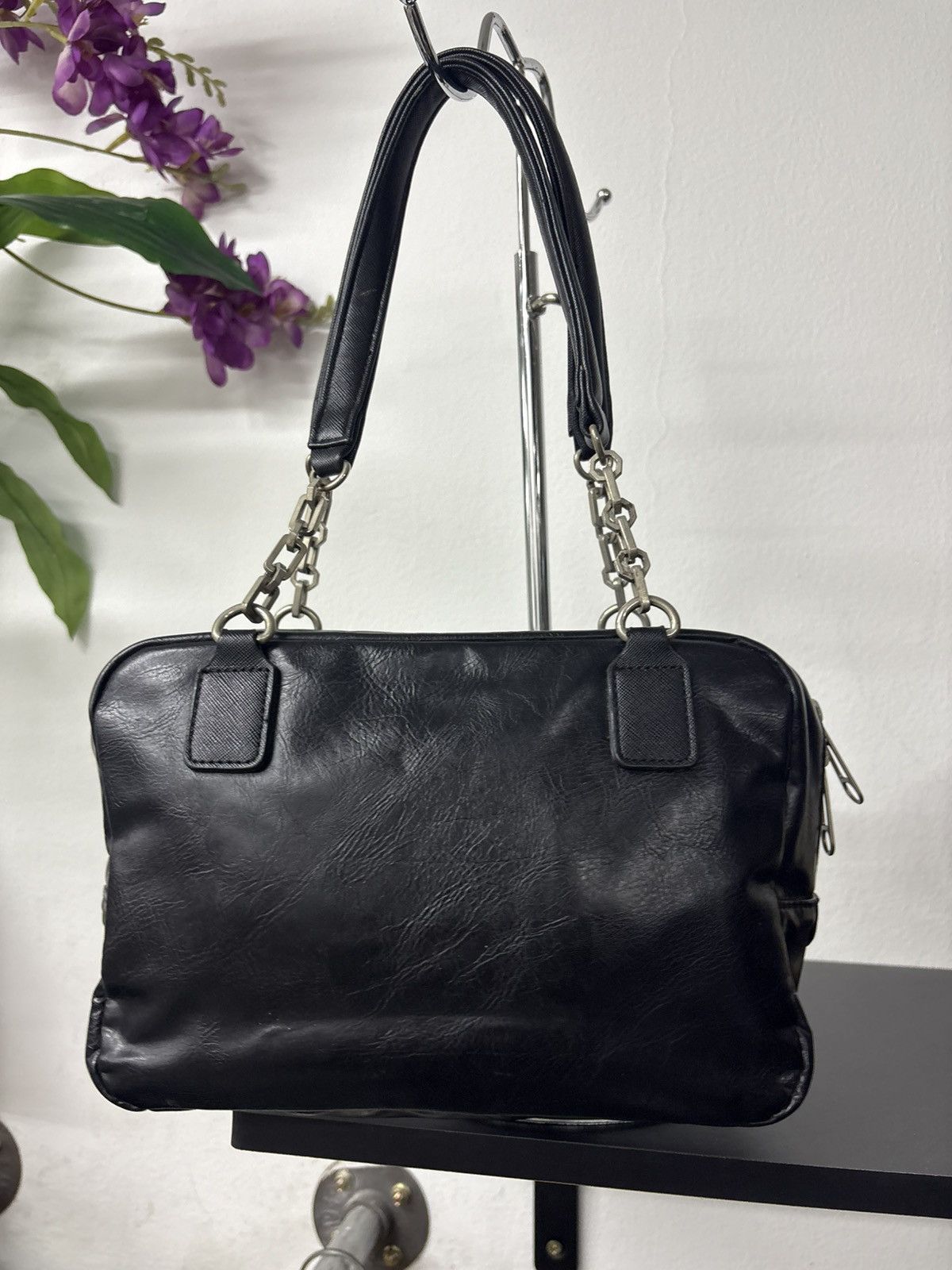14th Addiction Mademoiselle Stud Y2k Chain Bag Real Leather Enamel Black Size ONE SIZE - 8 Thumbnail