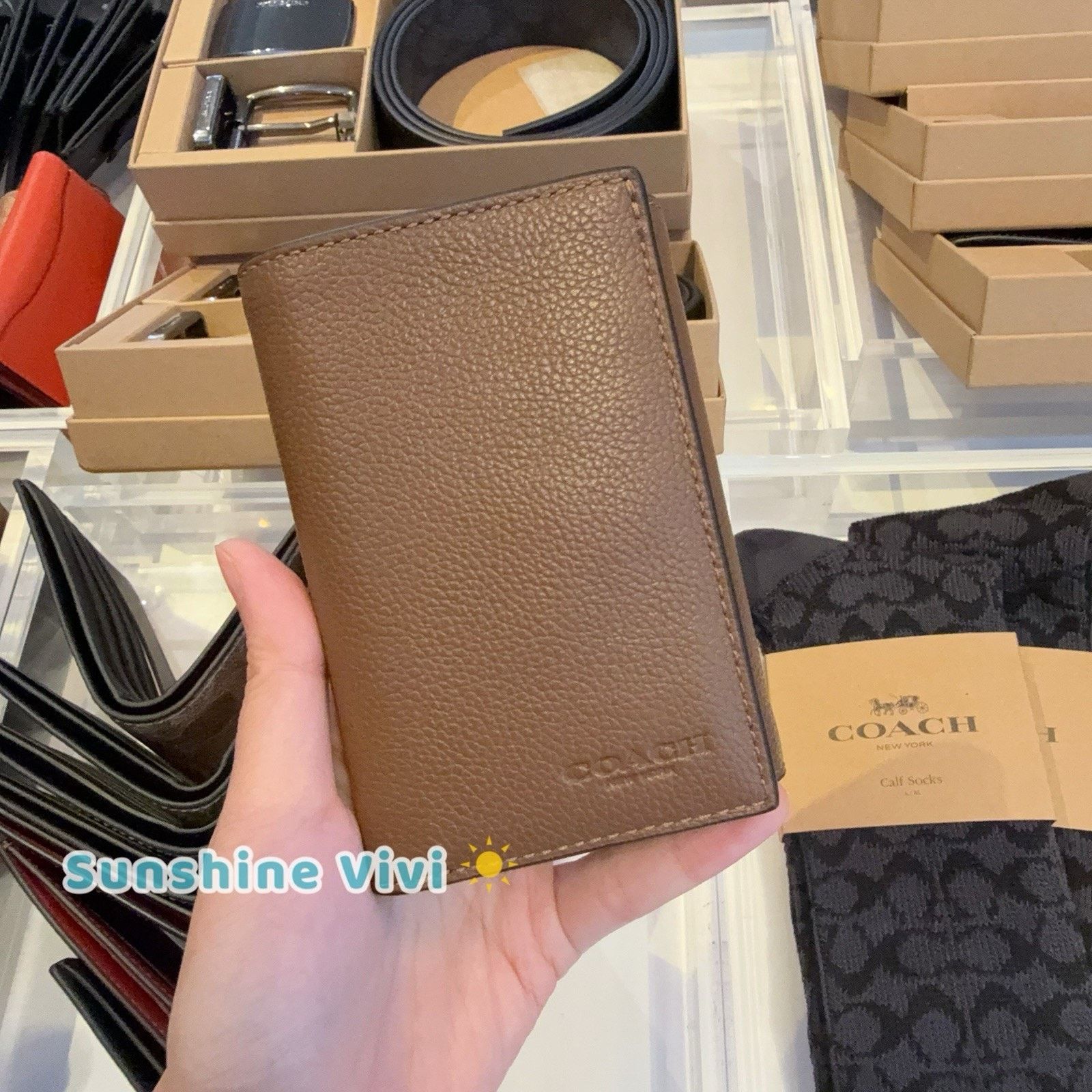 Coach NWT Coach Men's Leather Tri-Fold Wallet 23845 Saddle Size ONE SIZE - 1 Thumbnail
