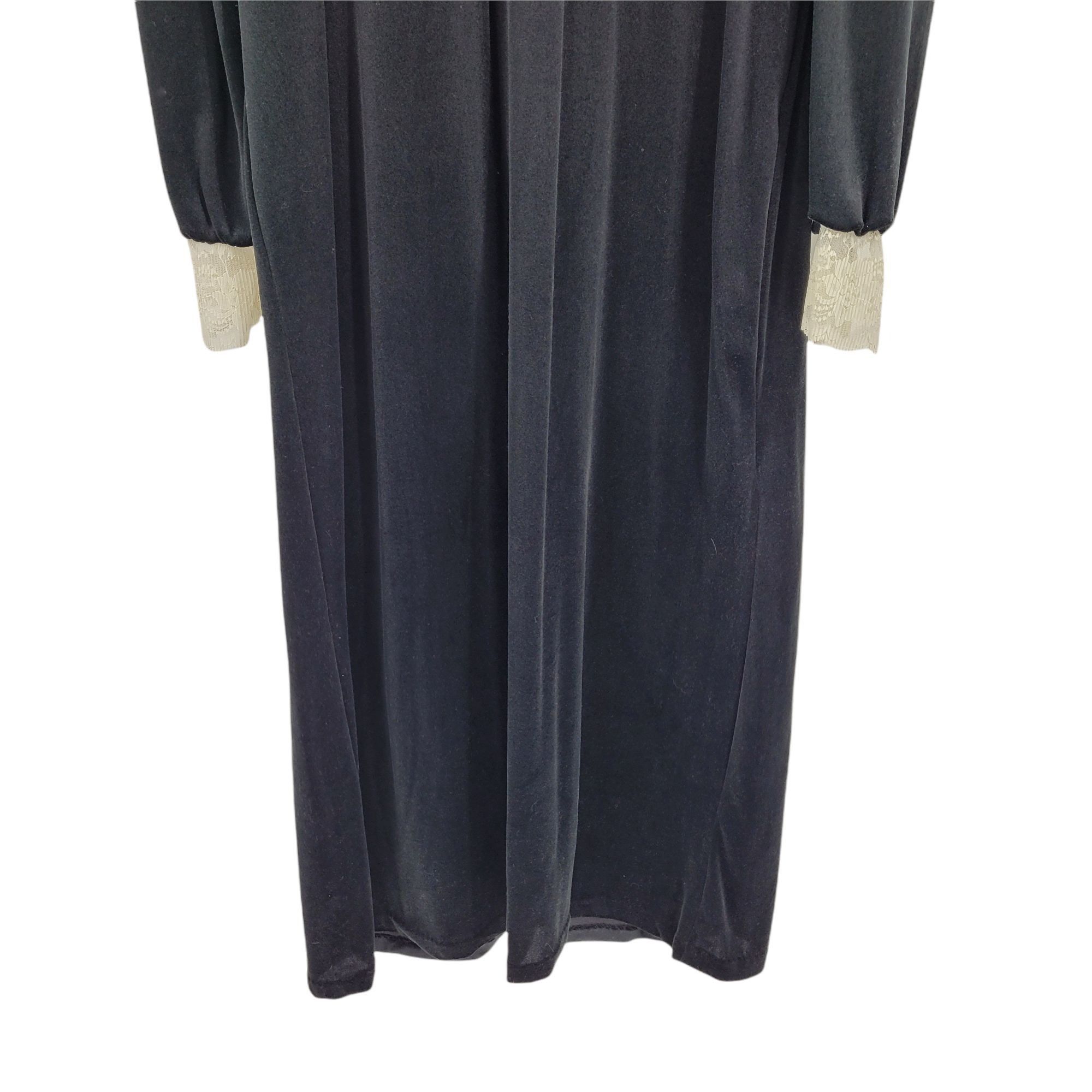 Vintage Vtg Velour Lace Embroidered Robe Housecoat Sz S Black Victor Size ONE SIZE - 10 Thumbnail