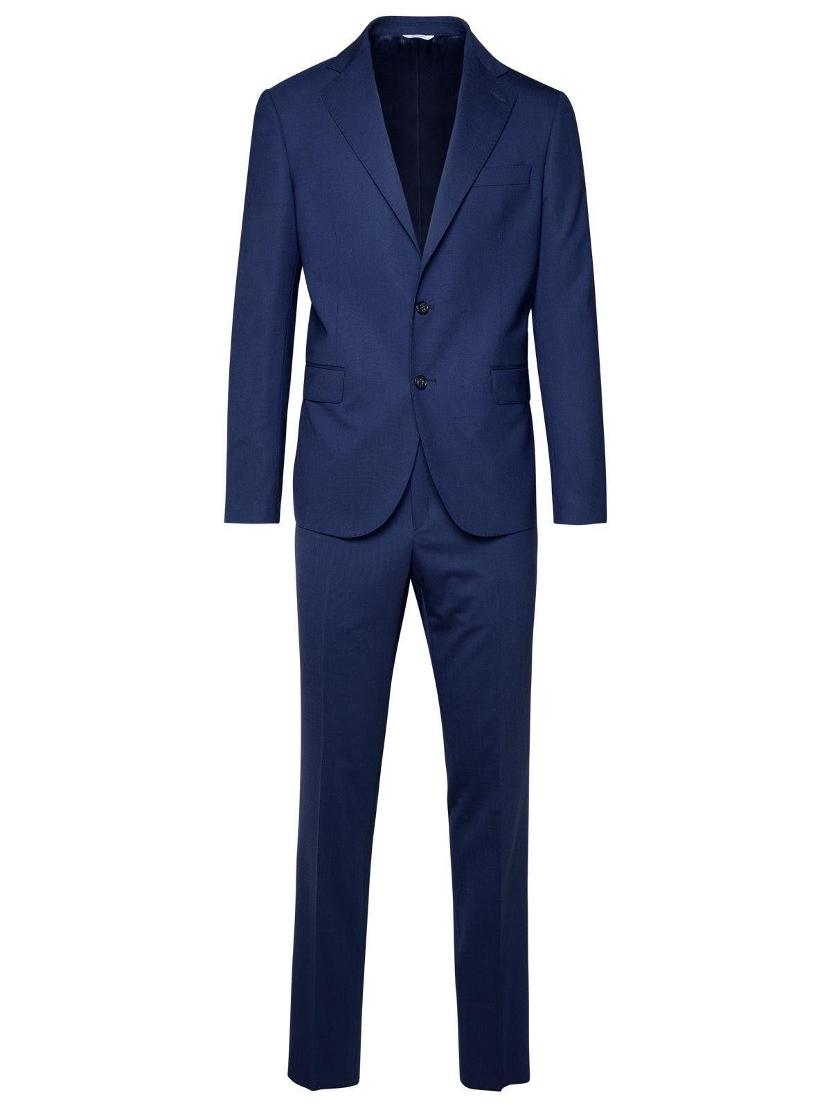 Brian Dales BRIAN DALES Blue Wool Blend Suit Size US XL / EU 56 / 4 - 1 Thumbnail