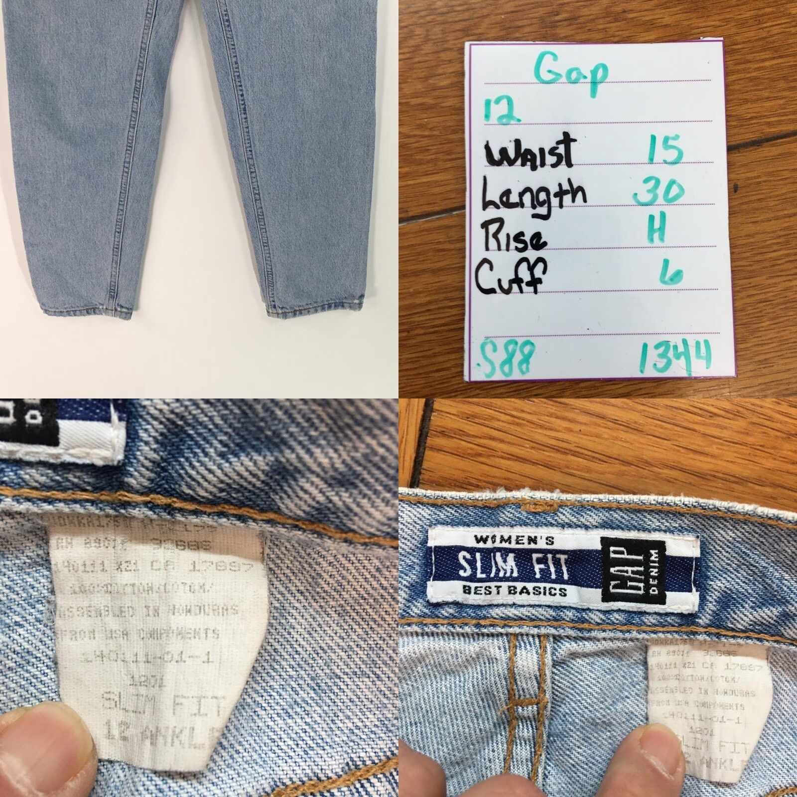 Gap GAP Womens Cropped Ankle Jeans Blue Light Wash 100% Cotton Slim Fit Size 12 Size 34" / US 12 / IT 48 - 8 Thumbnail